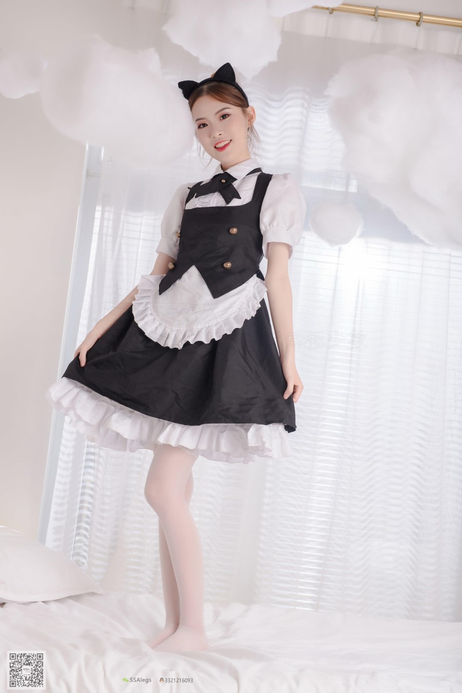 图片[91]-SSA丝社 第025期：琪琪 甜美风女仆白色长筒丝袜 – 速更版-美库