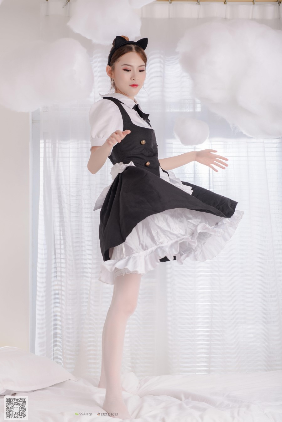 图片[92]-SSA丝社 第025期：琪琪 甜美风女仆白色长筒丝袜 – 速更版-美库