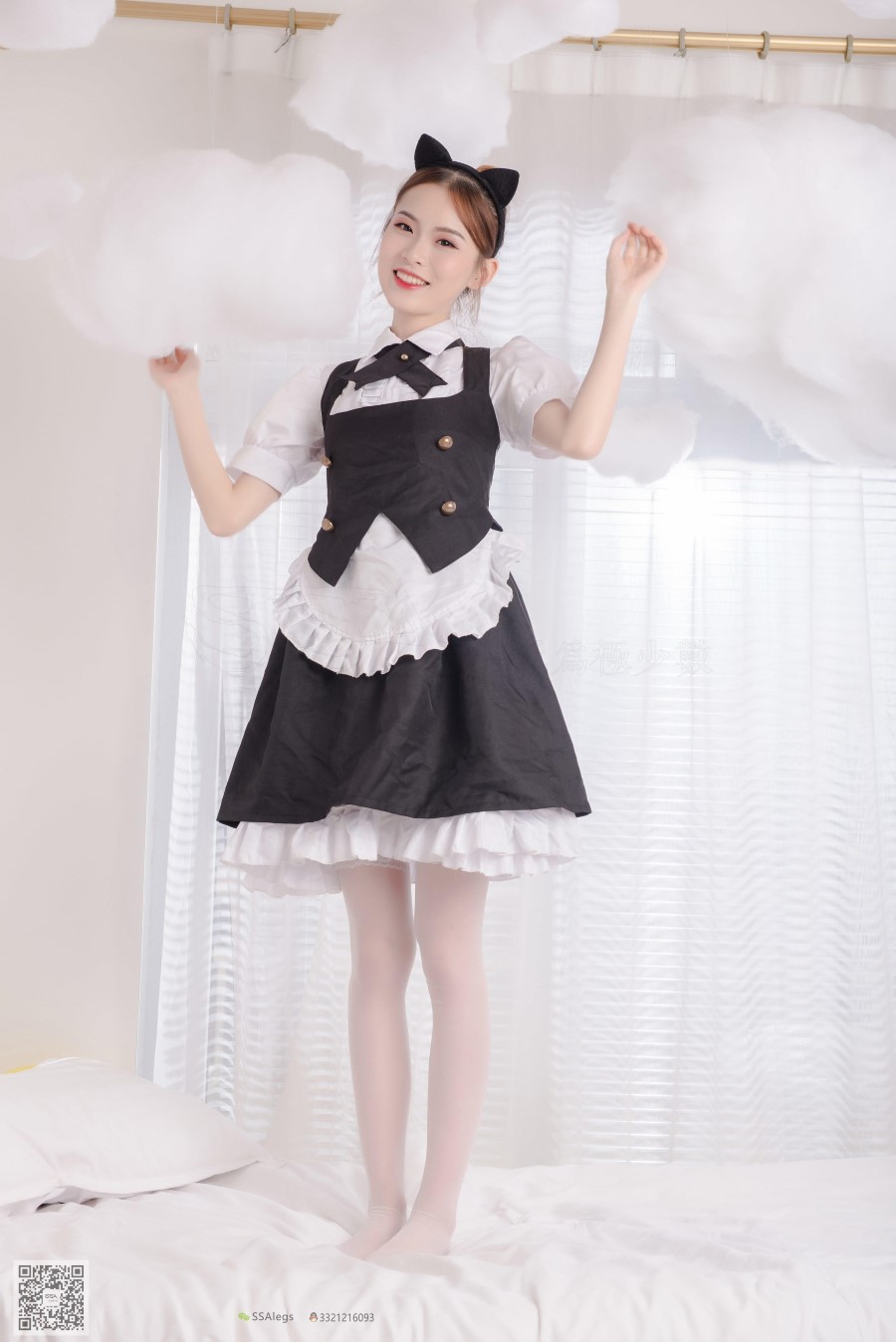 图片[93]-SSA丝社 第025期：琪琪 甜美风女仆白色长筒丝袜 – 速更版-美库