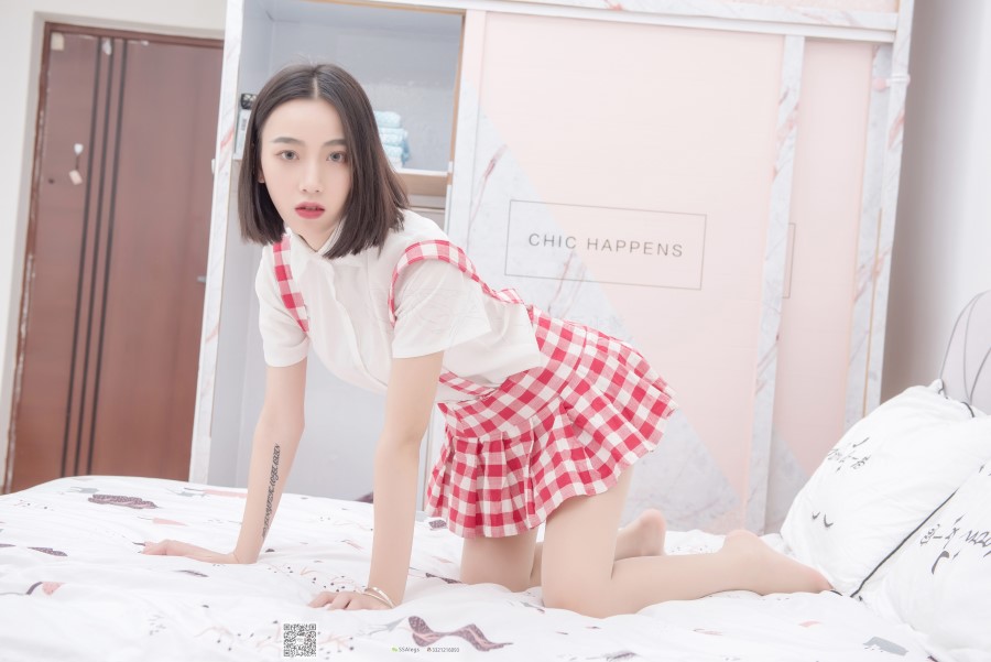 图片[28]-SSA丝社 第033期：大大 红白格子超短裙肉丝 – 速更版-美库