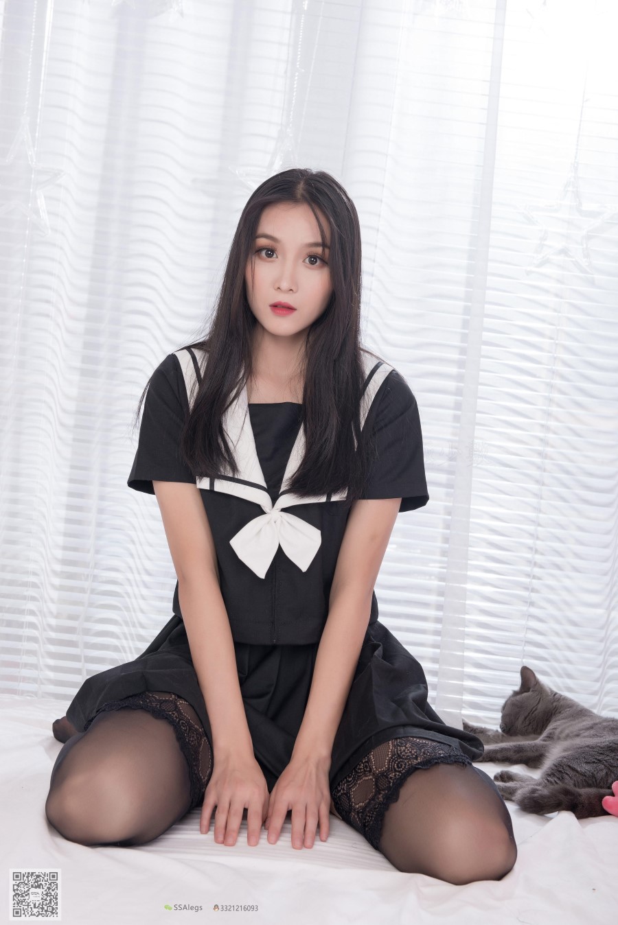 图片[37]-SSA丝社 第037期：丽萍的JK制服黑色长筒 – 速更版-美库