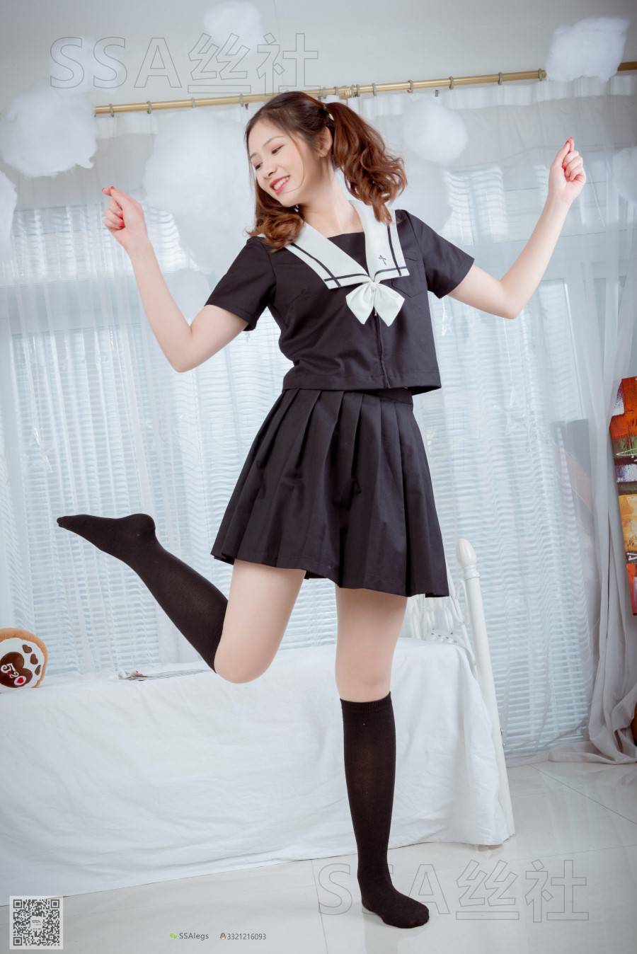 图片[46]-[SSA丝社] NO.079 雯雯 笑容治愈JK小姐姐黑色短袜+肉丝 在线浏览 – 速更版-美库