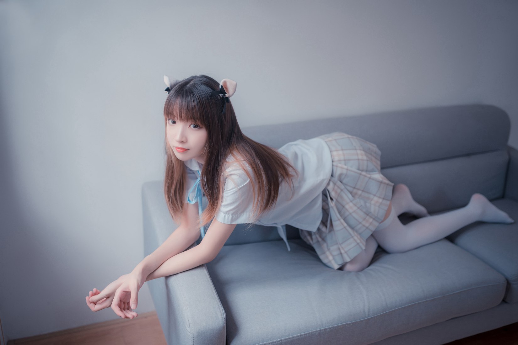 图片[3]-[风之领域] No.065 格子裙吊带白丝 在线浏览 – 速更版-美库