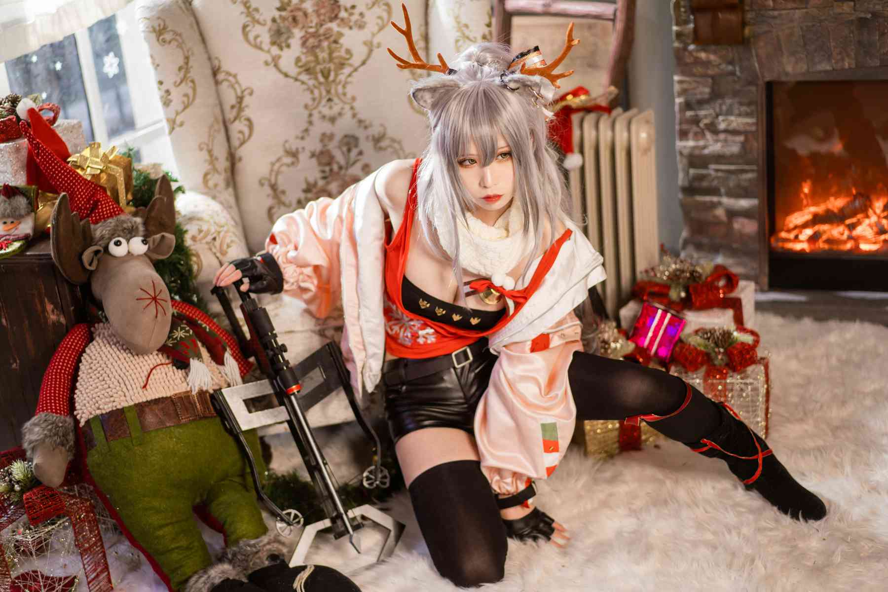 图片[2]-人气动漫Coser@爱老师_PhD 明日方舟厚礼圣诞 [26P]-翎羽暗房