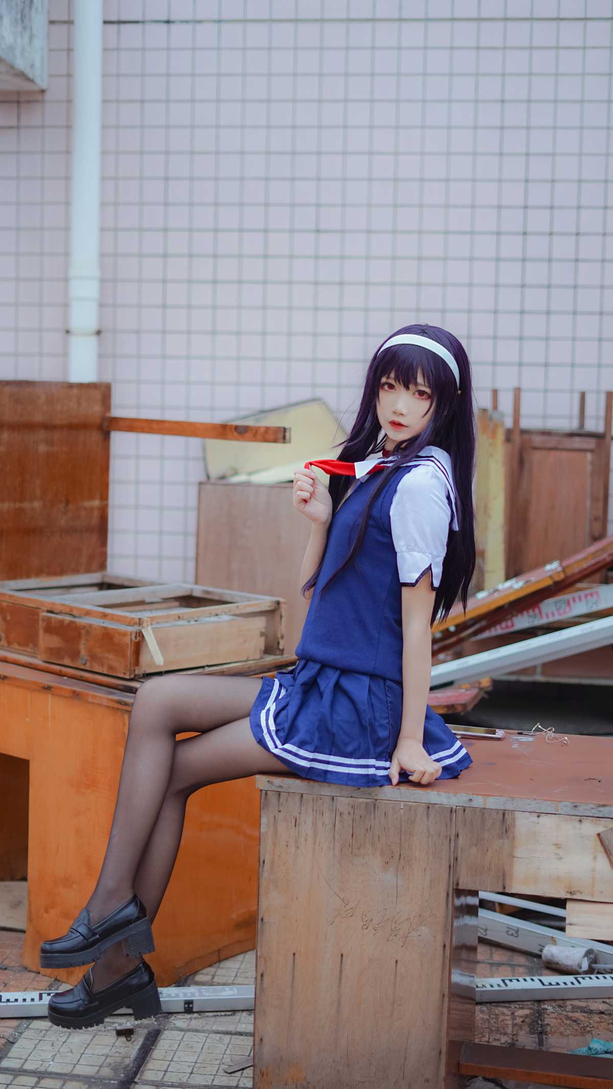 图片[3]-清纯少女 五更百鬼 学姐校服-翎羽暗房
