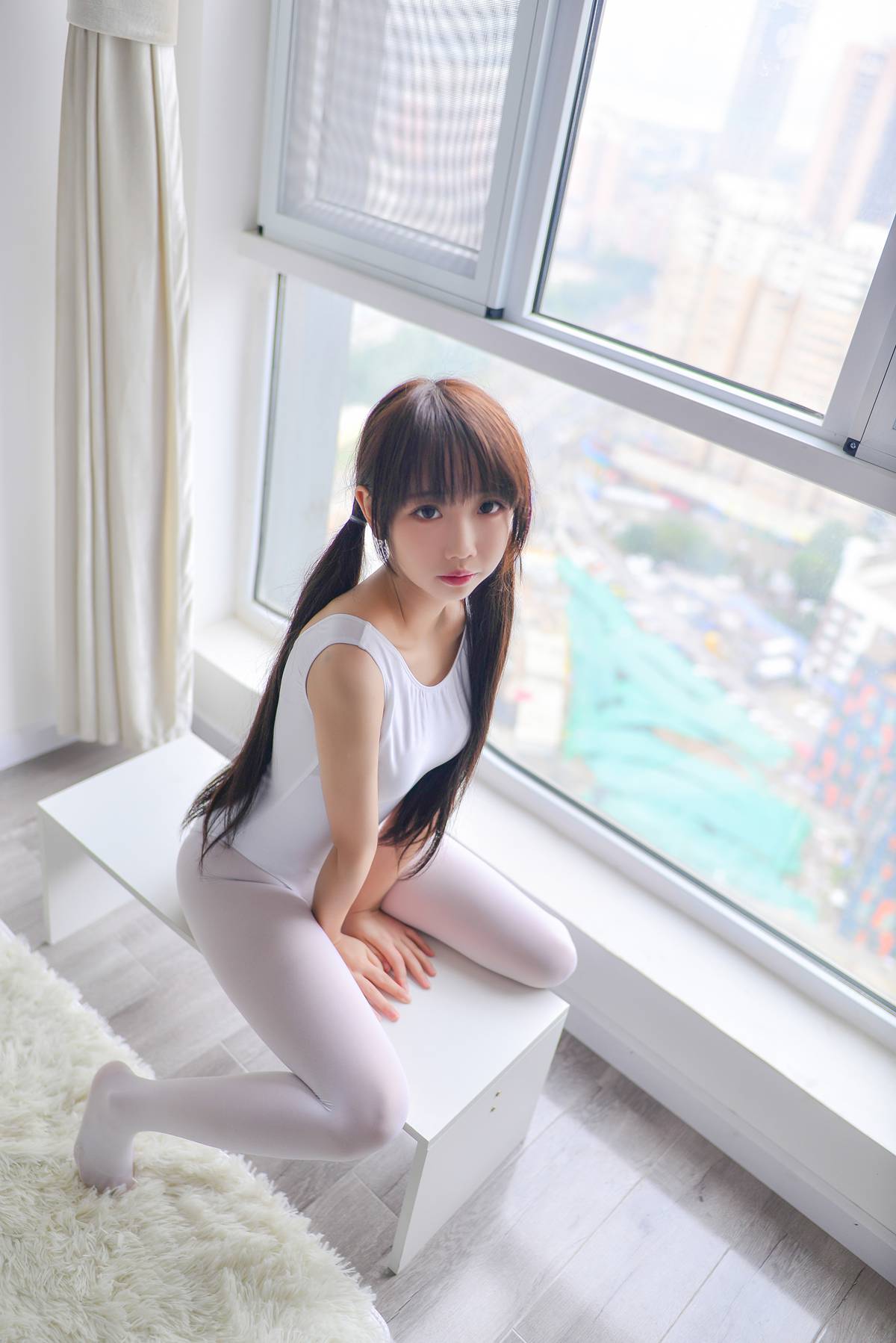 图片[12]-Cos小姐姐雪琪 双马尾白丝体操服 [25P] – 速更版-美库