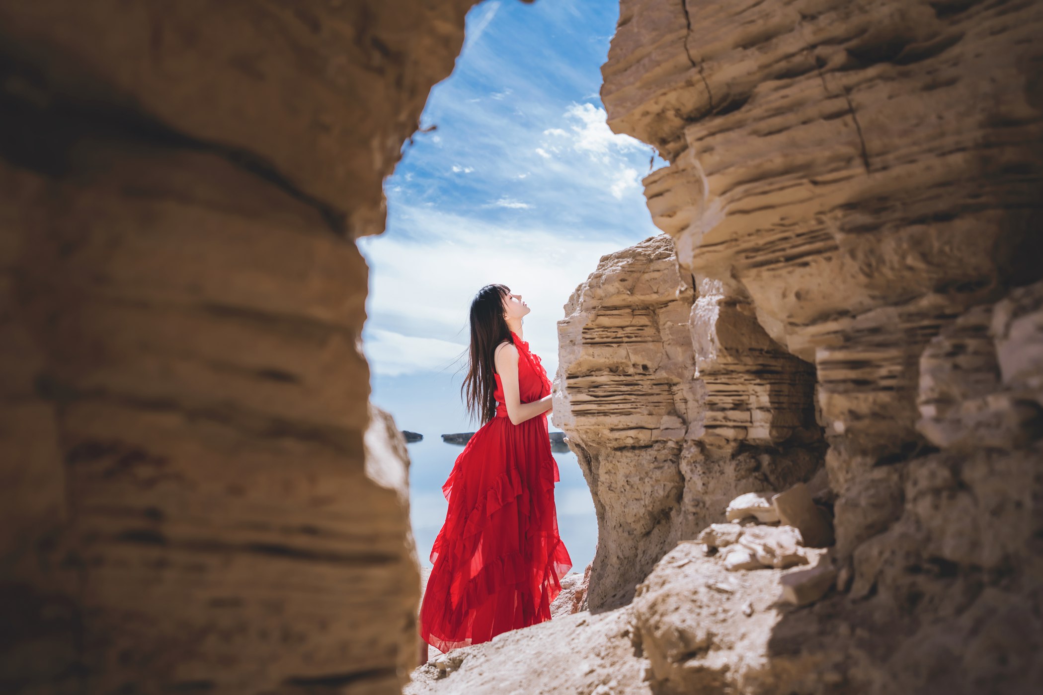 图片[21]-[喵糖映画]VOL.372 海边红裙[25P] – 速更版-美库