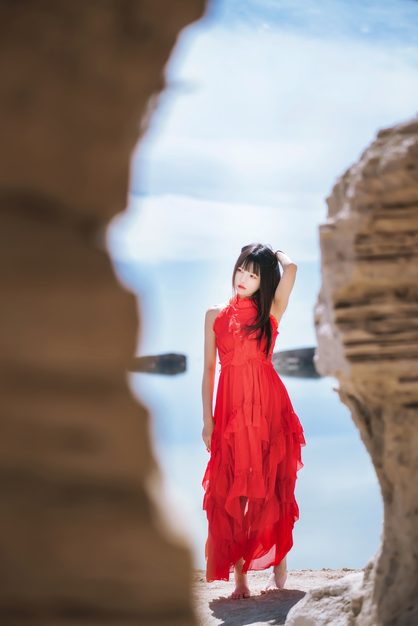 图片[23]-[喵糖映画]VOL.372 海边红裙[25P] – 速更版-美库