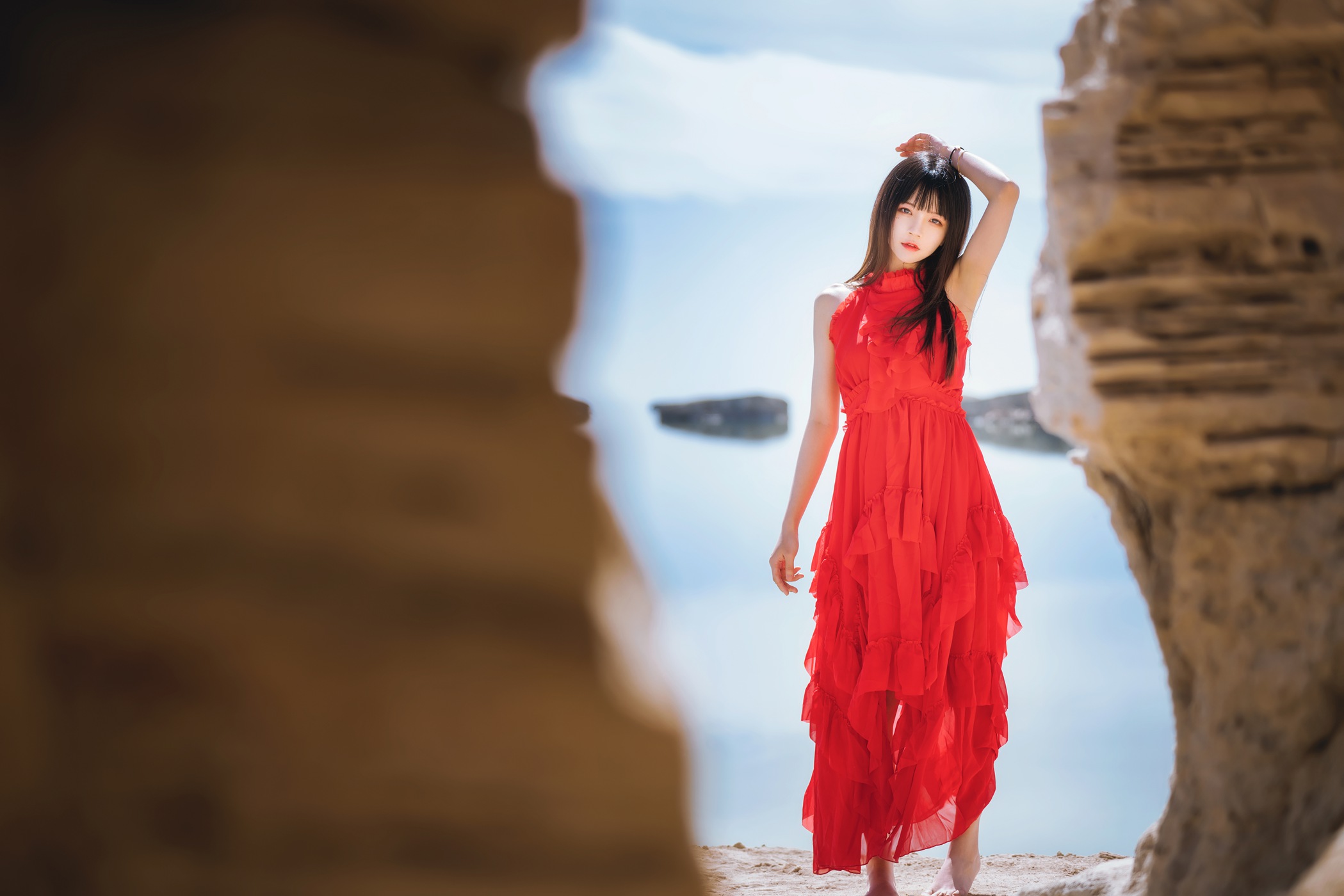 图片[24]-[喵糖映画]VOL.372 海边红裙[25P] – 速更版-美库