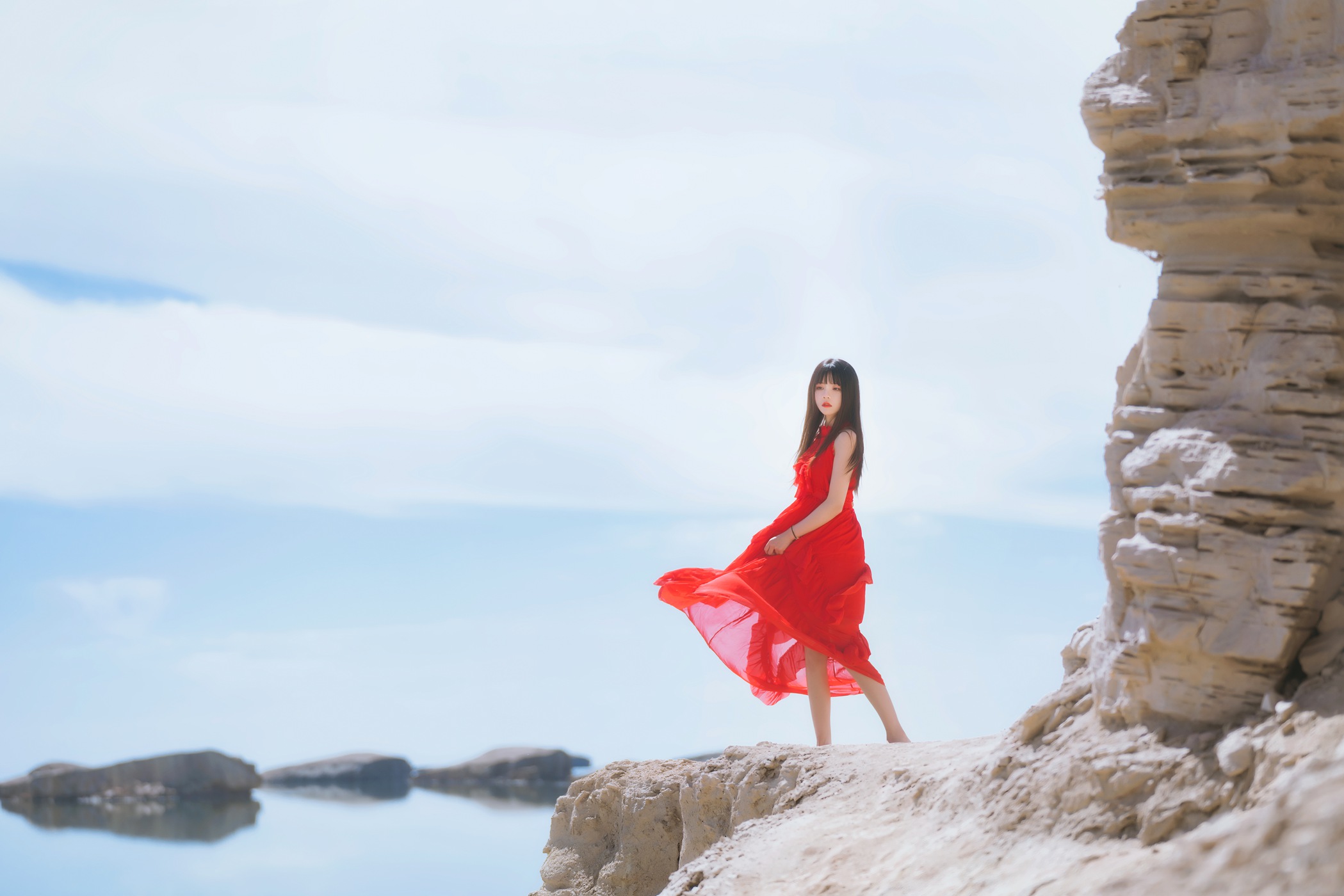 图片[25]-[喵糖映画]VOL.372 海边红裙[25P] – 速更版-美库