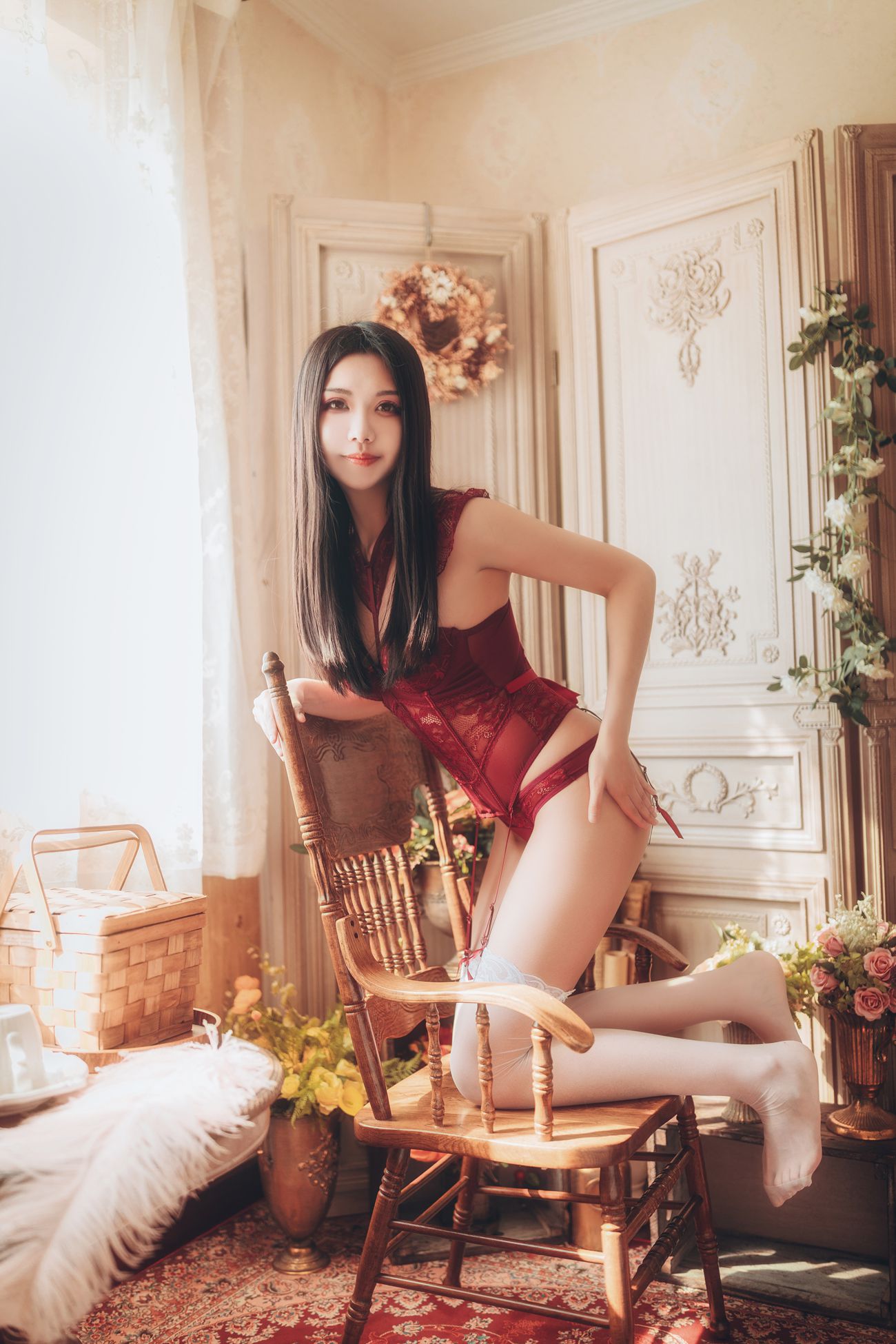 图片[11]-源纱希喵喵喵 – 红色内衣 晨风[12P] – 速更版-美库