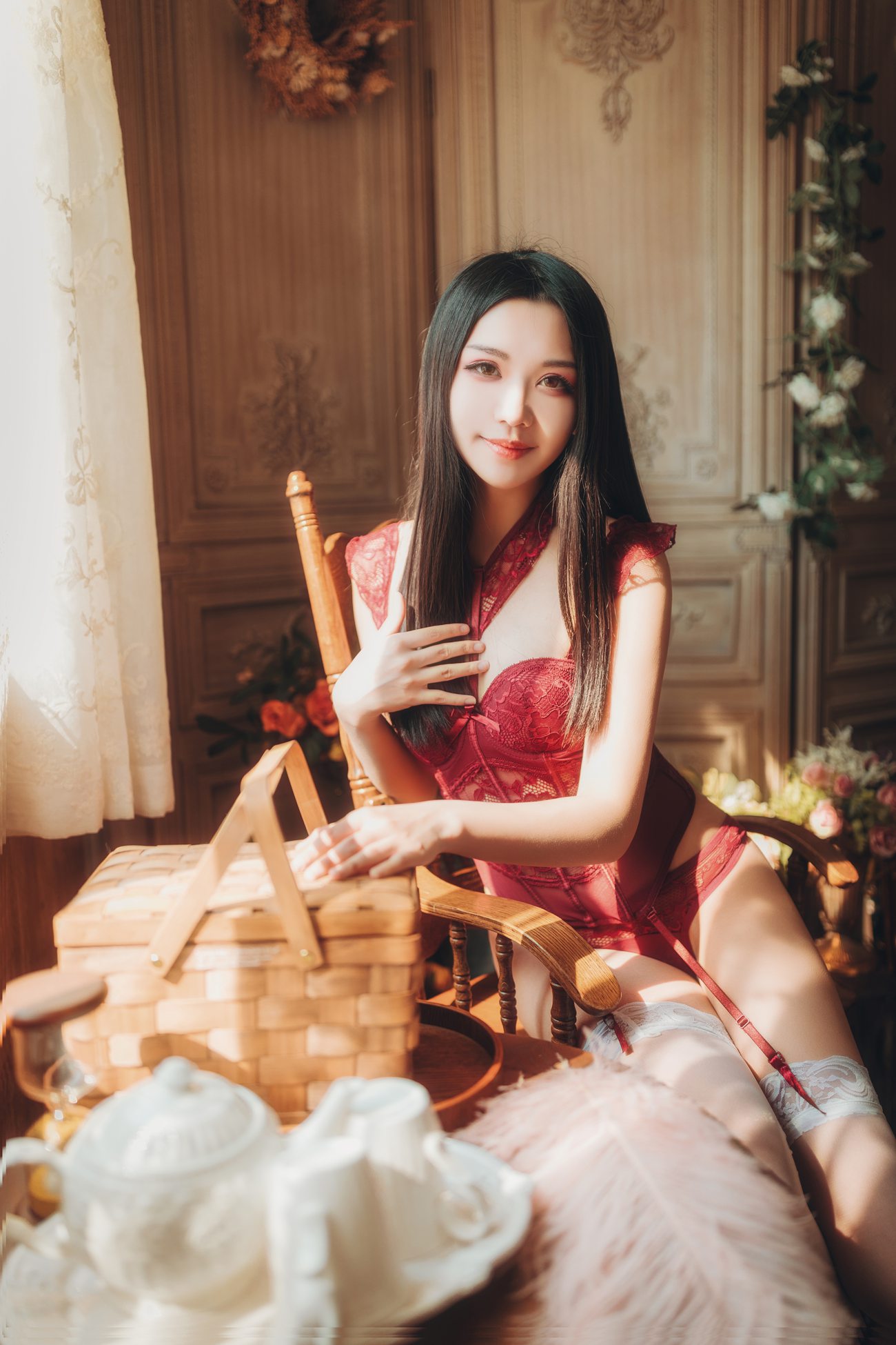 图片[13]-源纱希喵喵喵 – 红色内衣 晨风[12P] – 速更版-美库