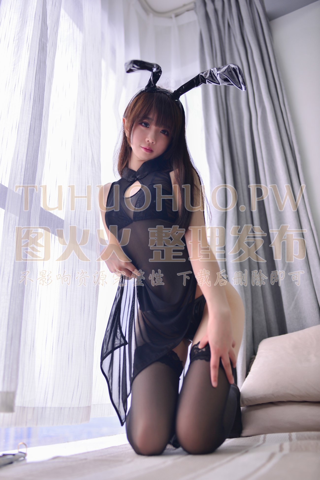 图片[24]-雪琪 – 黑透旗袍兔耳[35P] – 速更版-美库