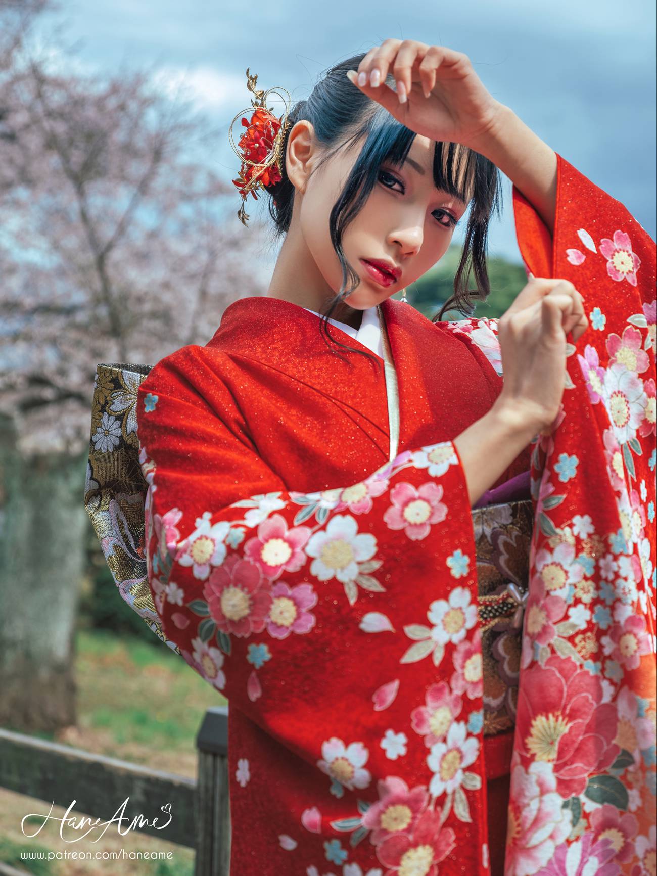 图片[10]-Hane Ame 雨波写真 – 赤紅和服[38P] – 速更版-美库