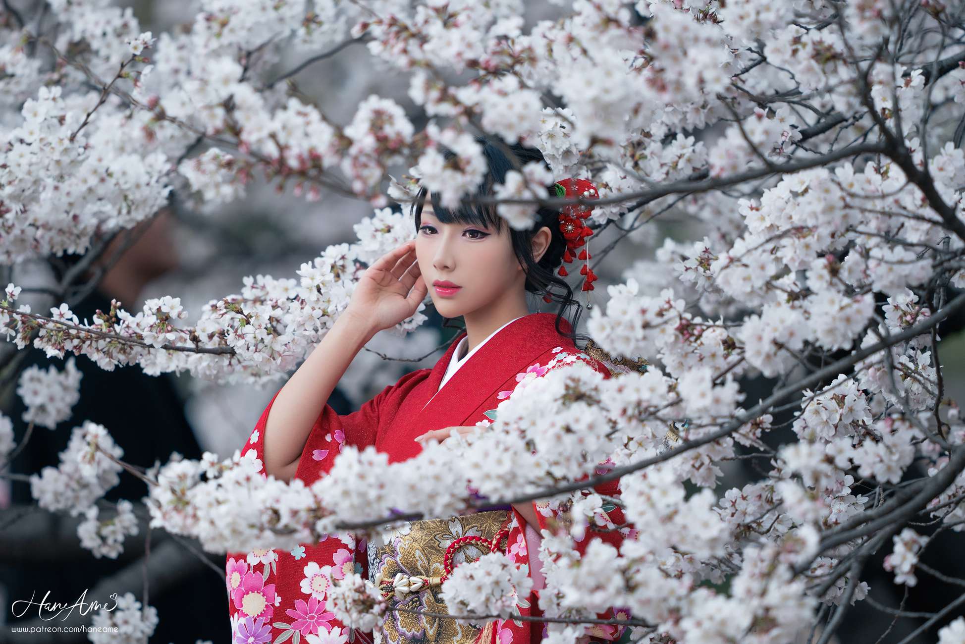 图片[19]-Hane Ame 雨波写真 – 赤紅和服[38P] – 速更版-美库