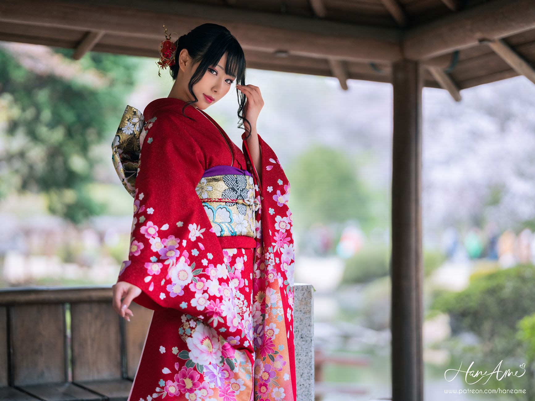 图片[38]-Hane Ame 雨波写真 – 赤紅和服[38P] – 速更版-美库