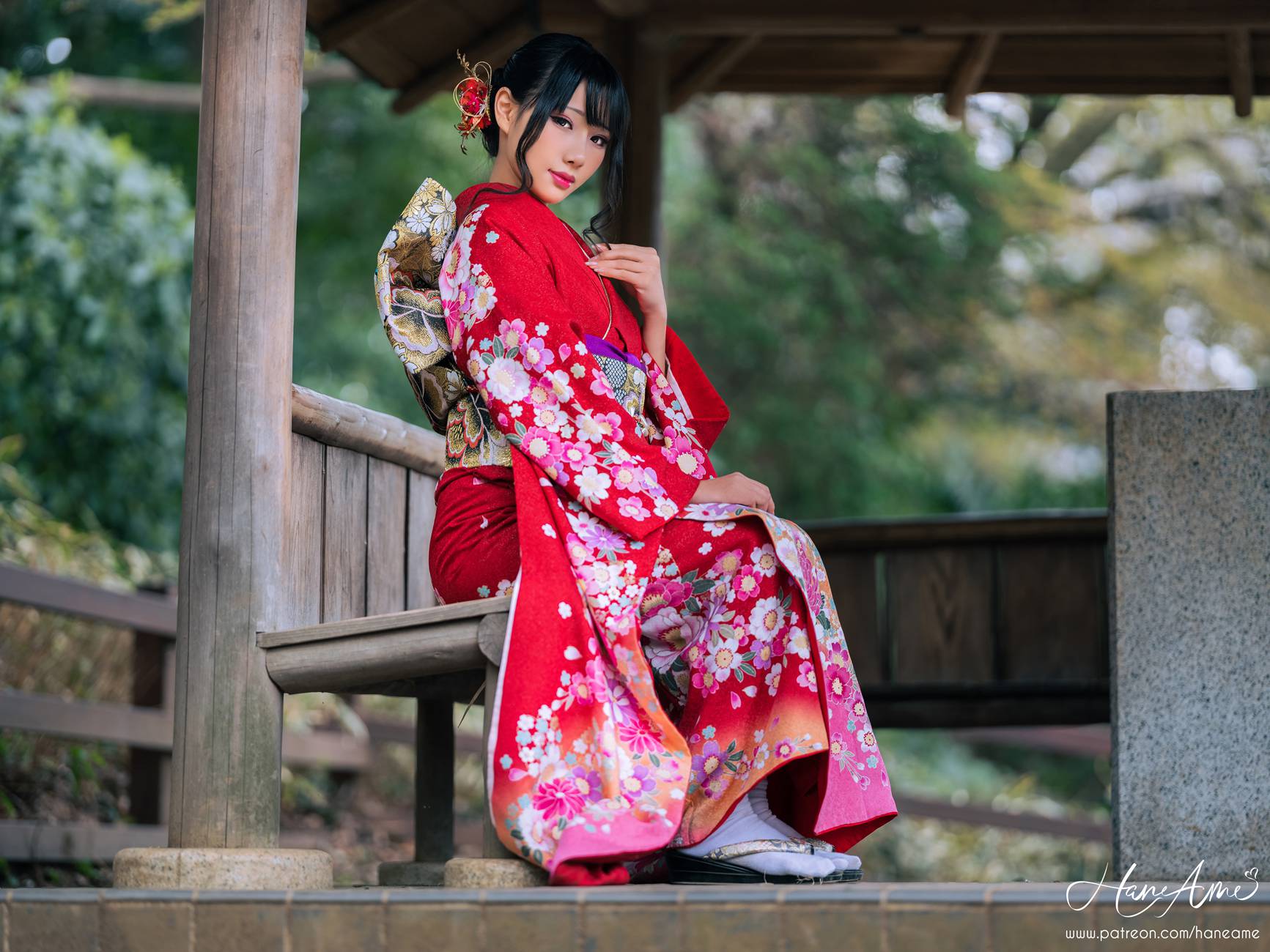 图片[39]-Hane Ame 雨波写真 – 赤紅和服[38P] – 速更版-美库