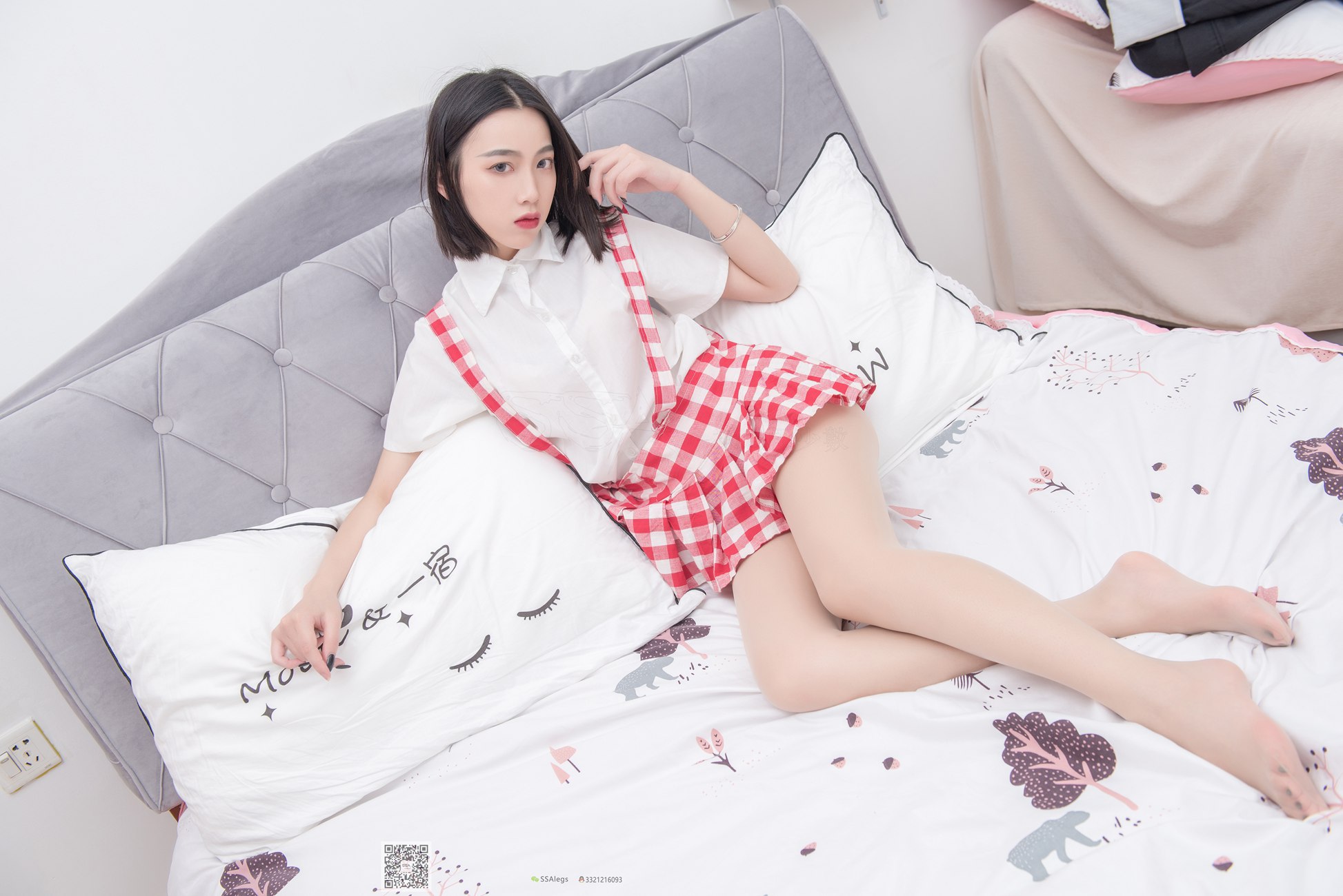 图片[86]-[SSA丝社]超清写真 NO.033 大大 红白格子齐臀超短裙肉丝[99P] – 速更版-美库