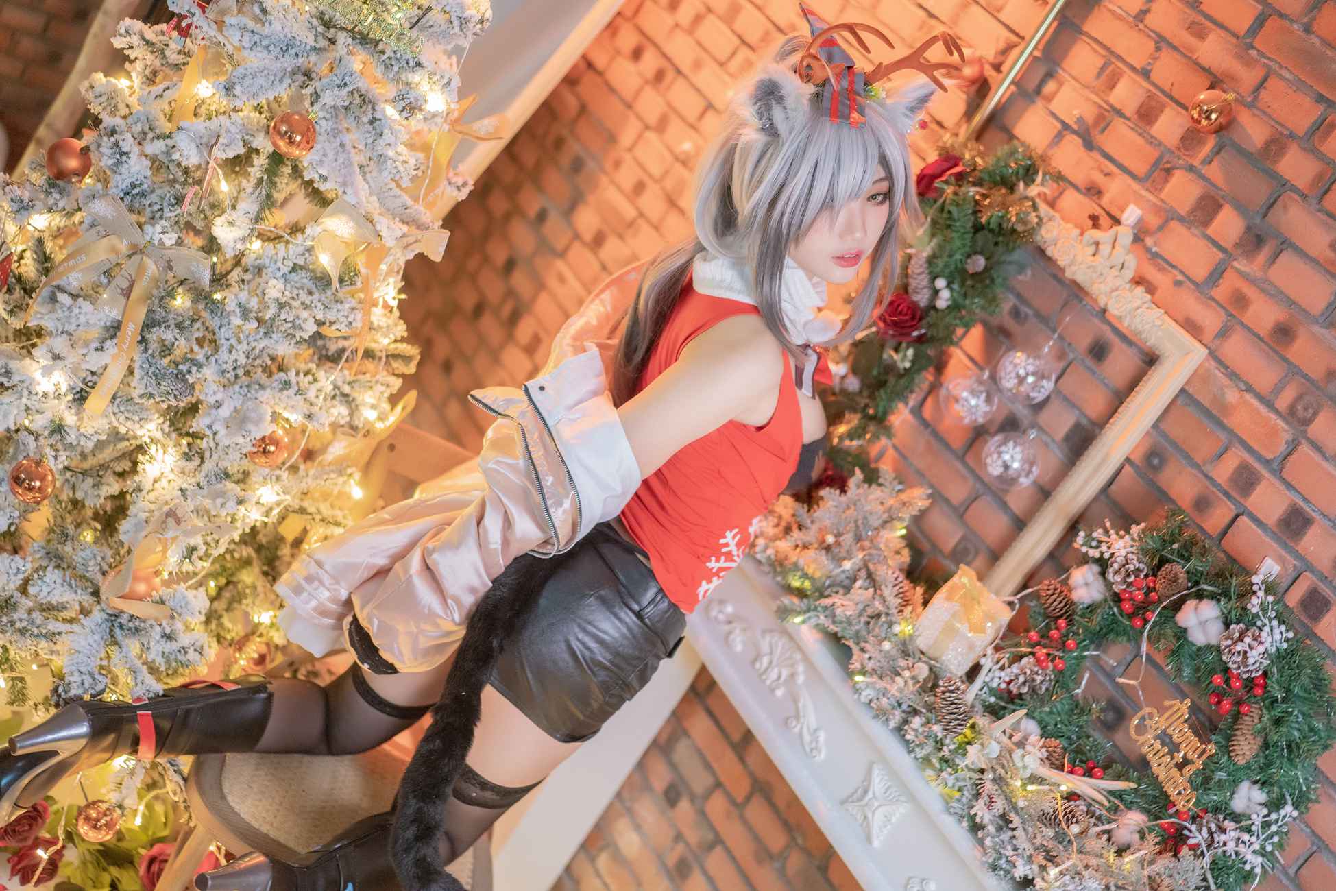 图片[14]-周叽是可爱兔兔 – 圣诞黑丝兽耳[18P] – 速更版-美库