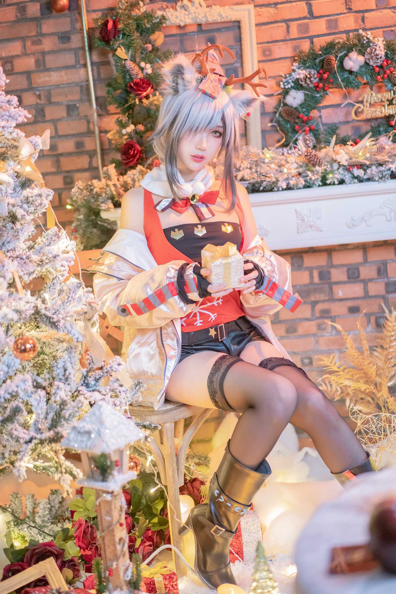 图片[19]-周叽是可爱兔兔 – 圣诞黑丝兽耳[18P] – 速更版-美库