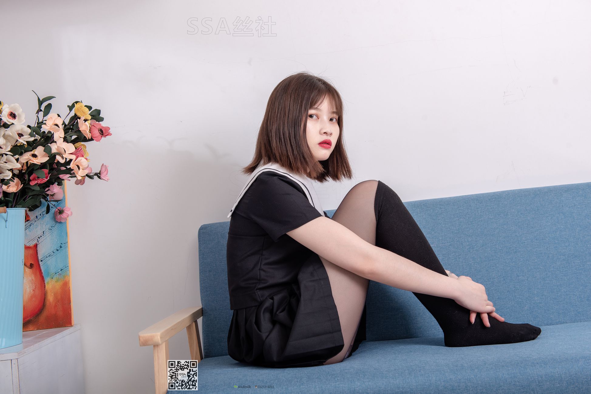 图片[97]-[SSA丝社]超清写真 NO.113 穗子 腿模穗子教你穿黑色系JK制服[156P] – 速更版-美库