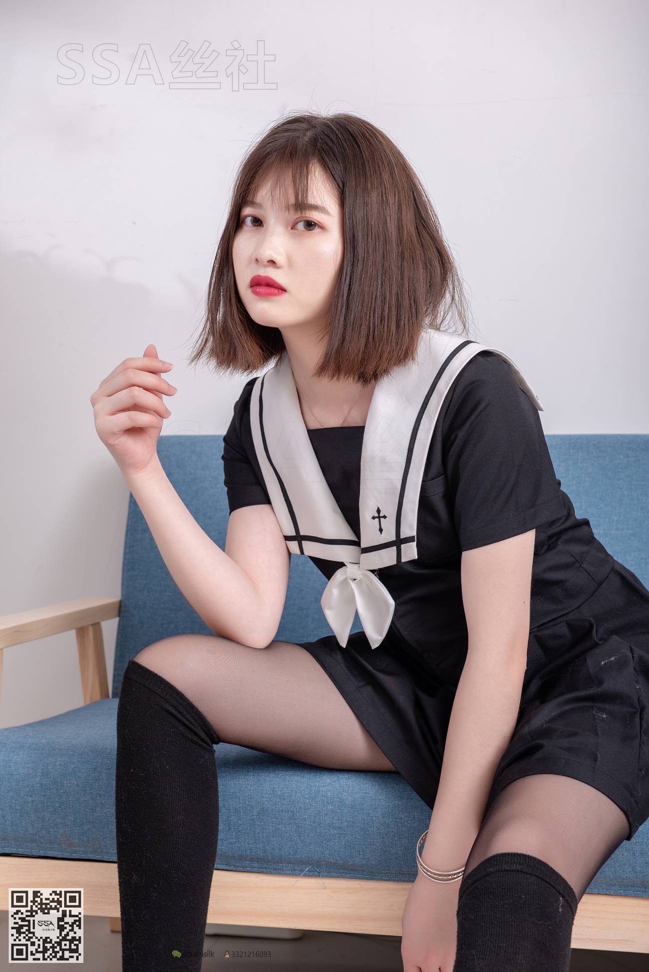 图片[134]-[SSA丝社]超清写真 NO.113 穗子 腿模穗子教你穿黑色系JK制服[156P] – 速更版-美库