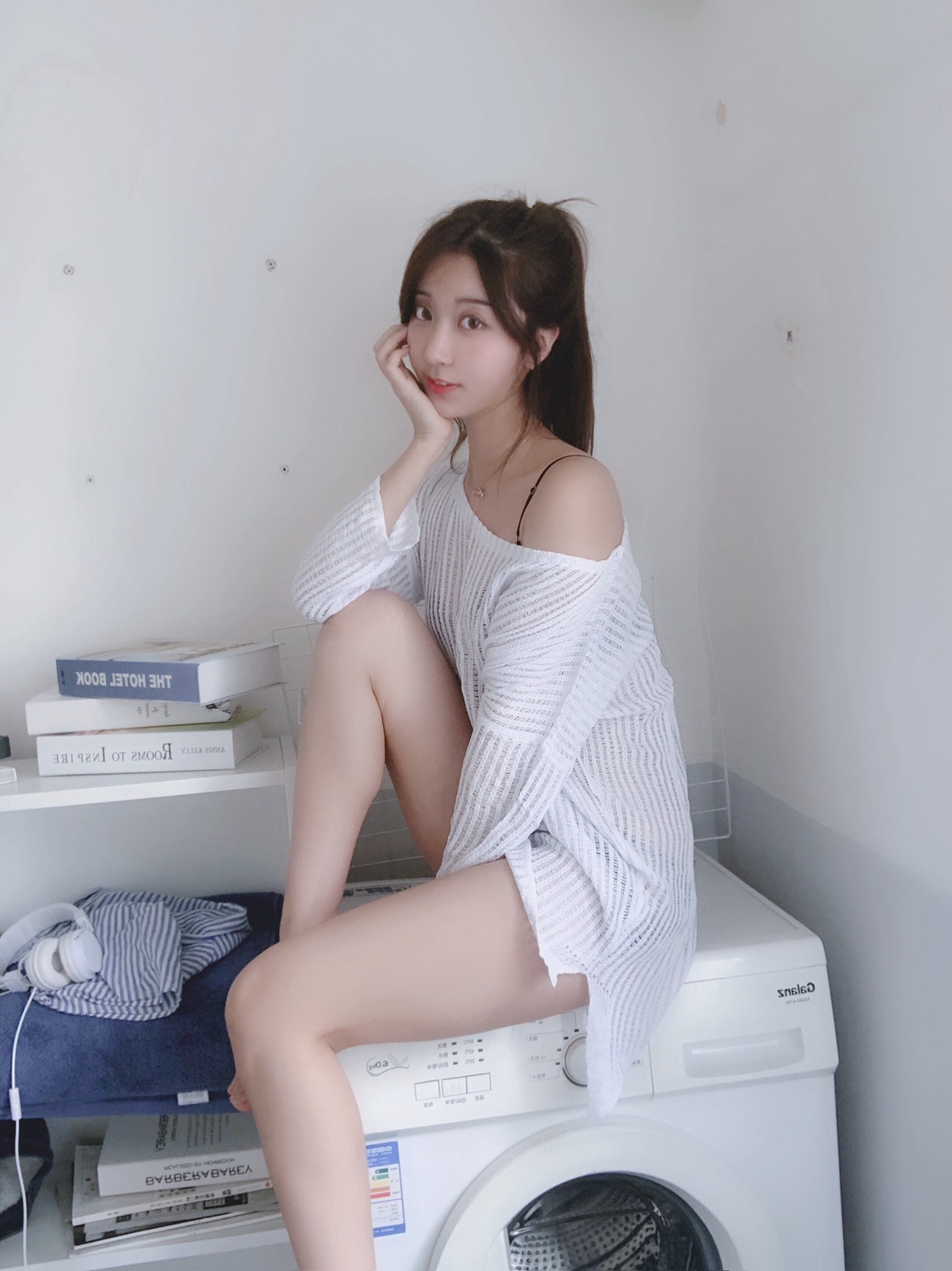 图片[6]-黑川 白色洞洞毛衣 [50P] – 速更版-美库