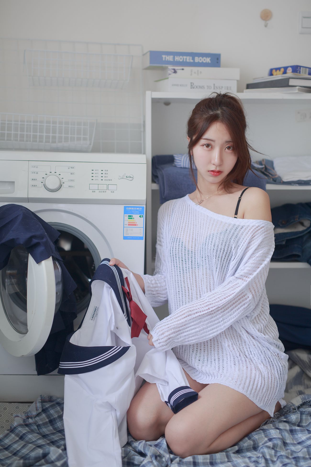 图片[38]-黑川 白色洞洞毛衣 [50P] – 速更版-美库