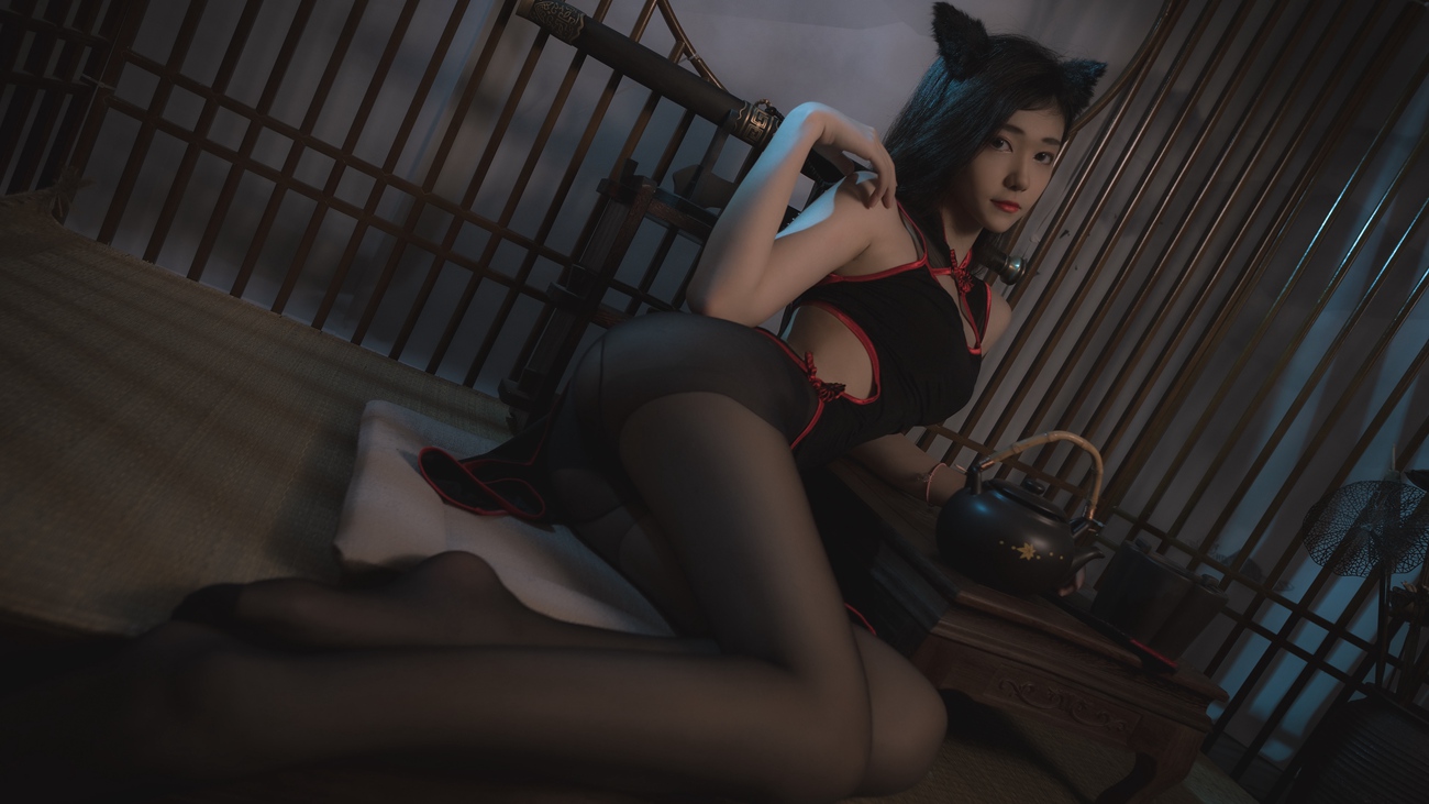 图片[9]-南桃Momoko – 黑丝旗袍[25P] – 速更版-美库