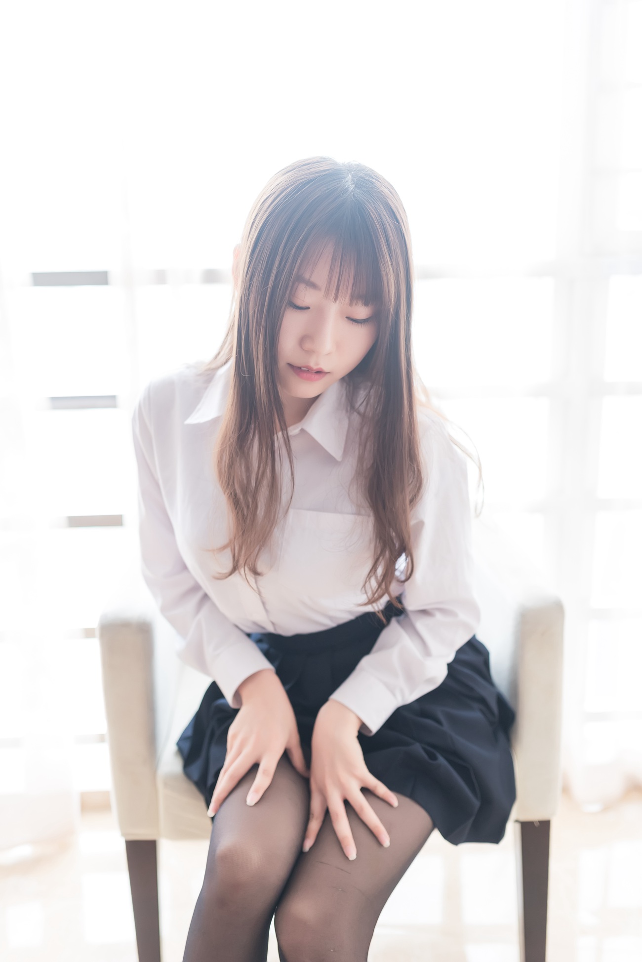 图片[28]-香草喵露露 – 黑丝JK[45P] – 速更版-美库