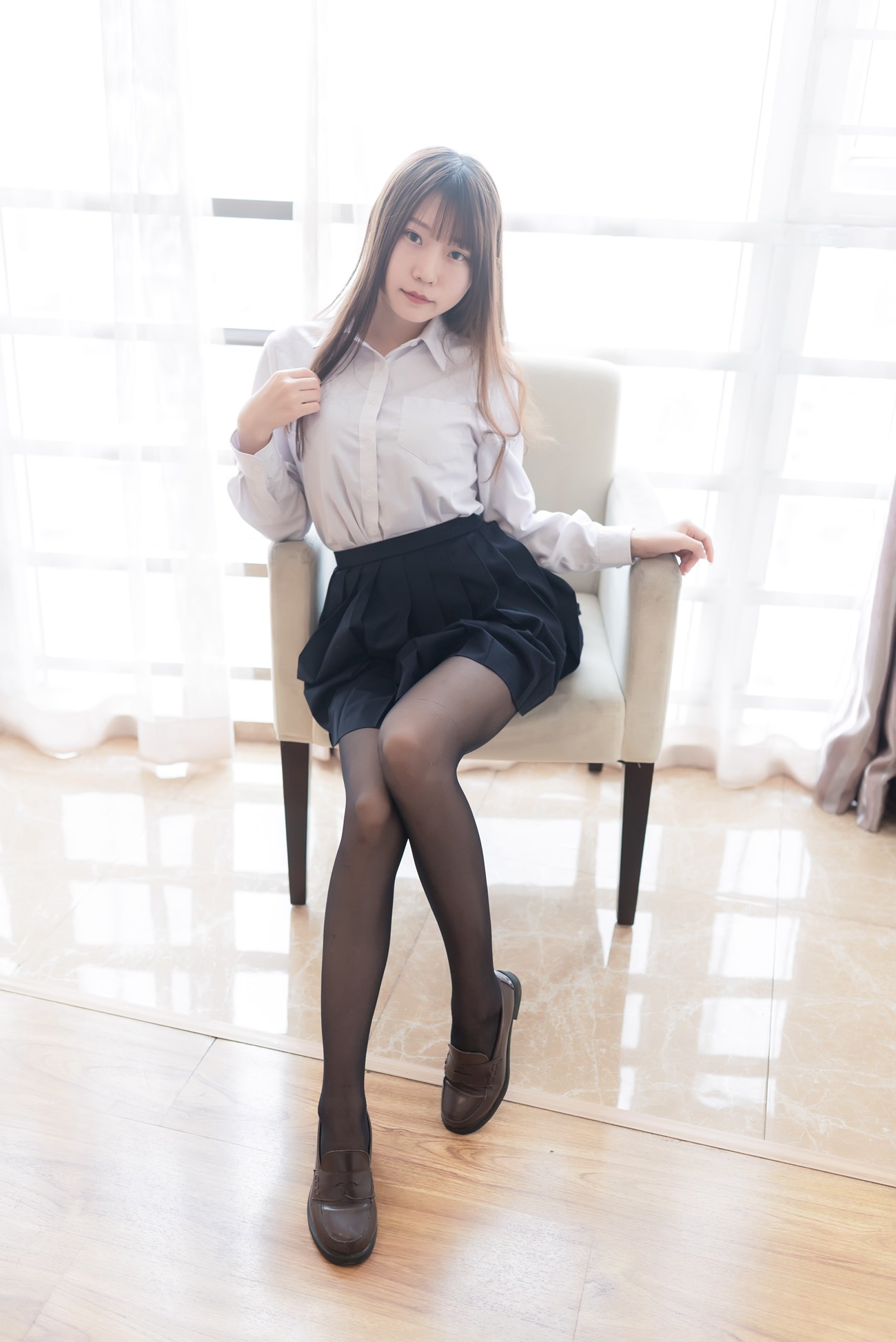 图片[31]-香草喵露露 – 黑丝JK[45P] – 速更版-美库