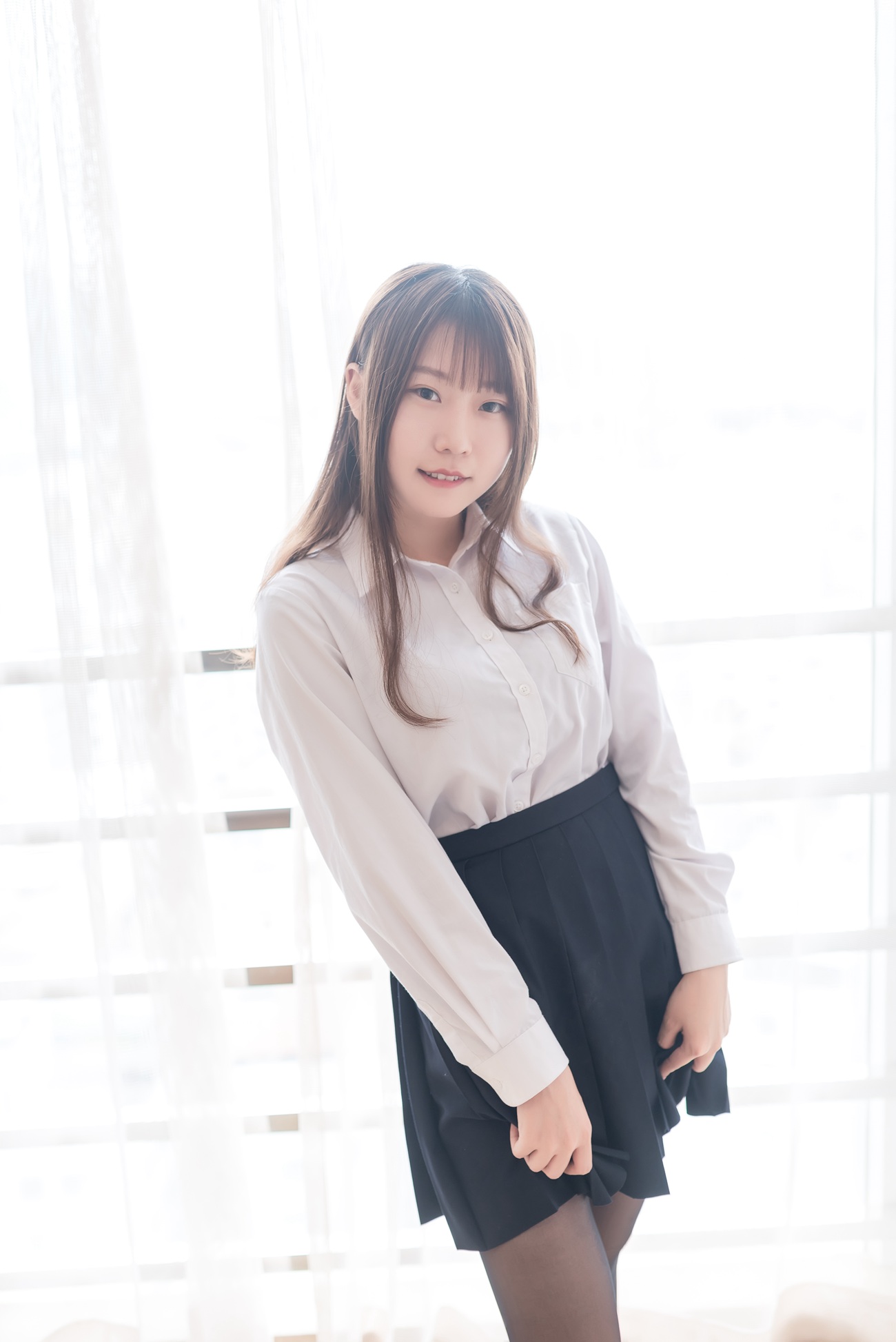 图片[35]-香草喵露露 – 黑丝JK[45P] – 速更版-美库