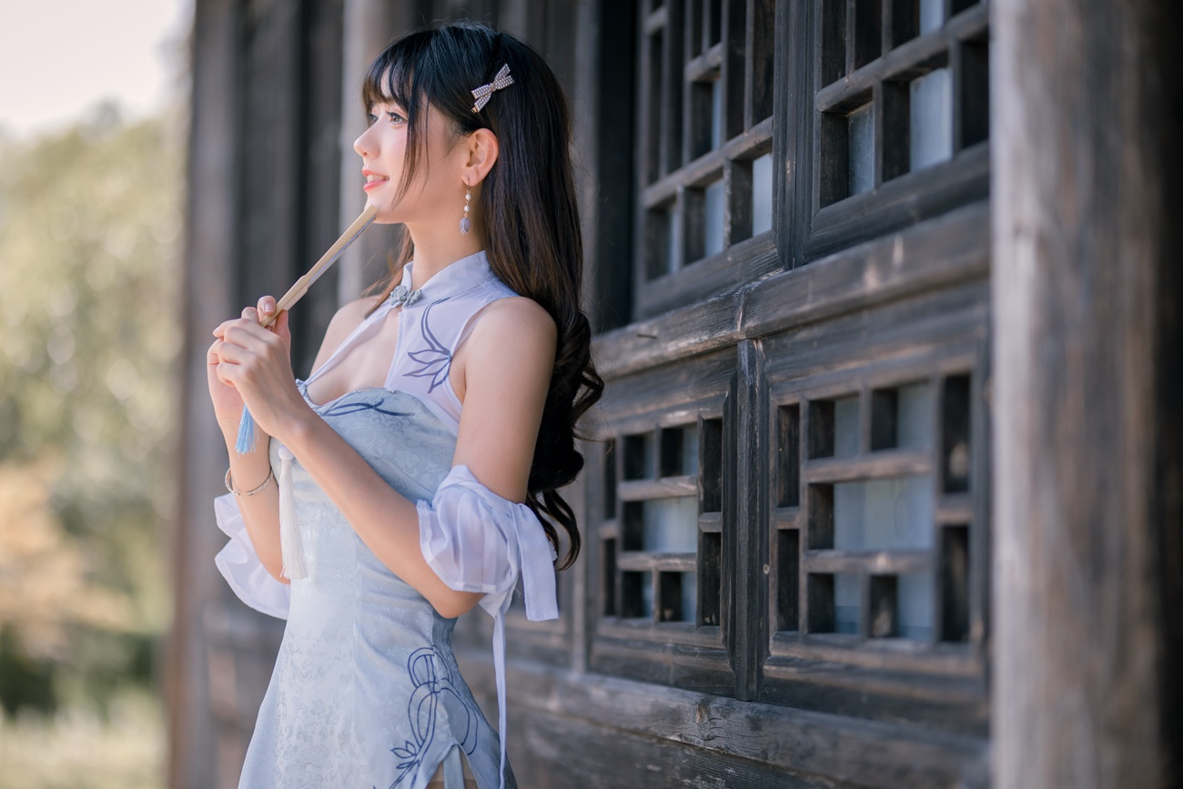 图片[13]-可爱妹子陆卿卿kyokyo – 蓝色旗袍 [24P] – 速更版-美库