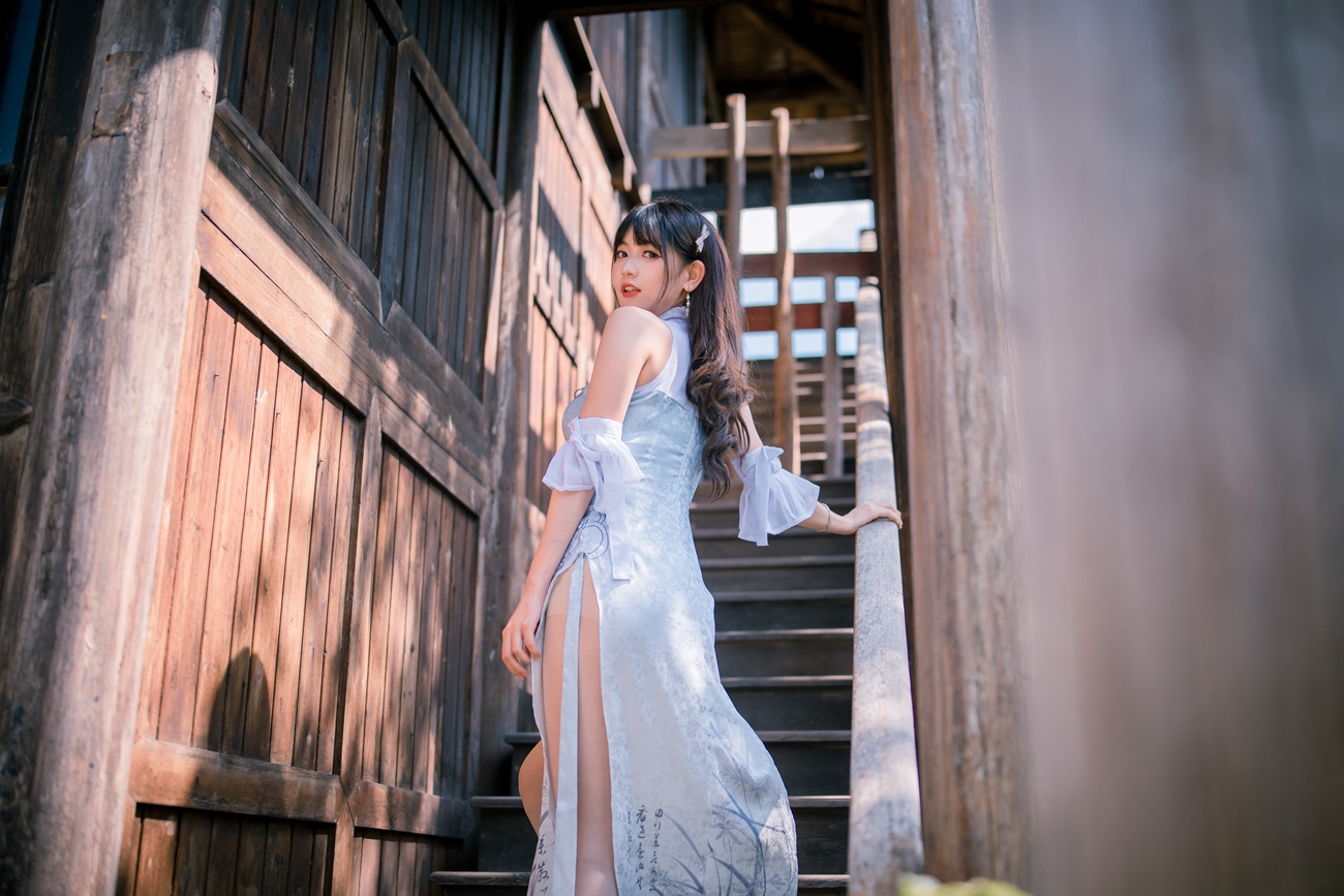 图片[16]-可爱妹子陆卿卿kyokyo – 蓝色旗袍 [24P] – 速更版-美库