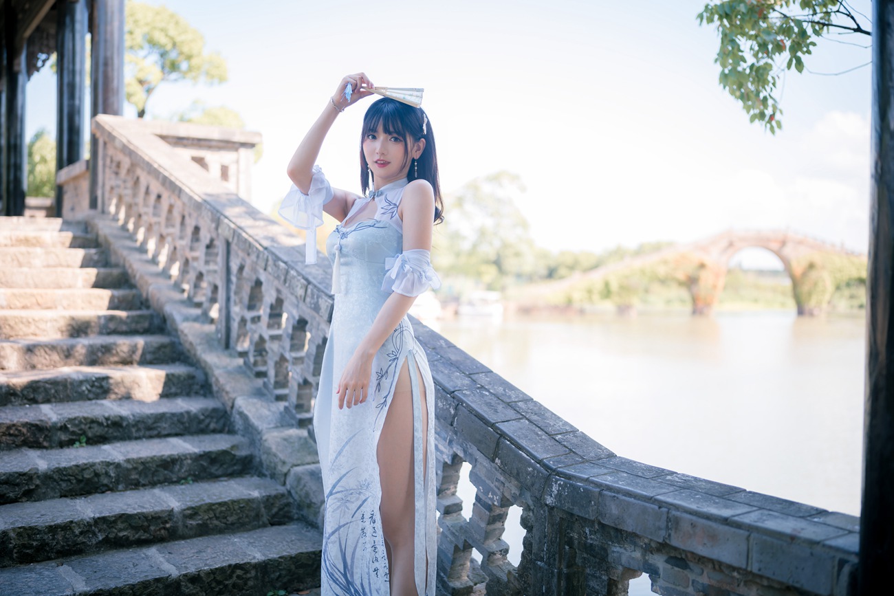 图片[17]-可爱妹子陆卿卿kyokyo – 蓝色旗袍 [24P] – 速更版-美库