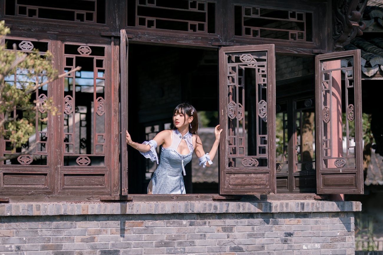 图片[21]-可爱妹子陆卿卿kyokyo – 蓝色旗袍 [24P] – 速更版-美库