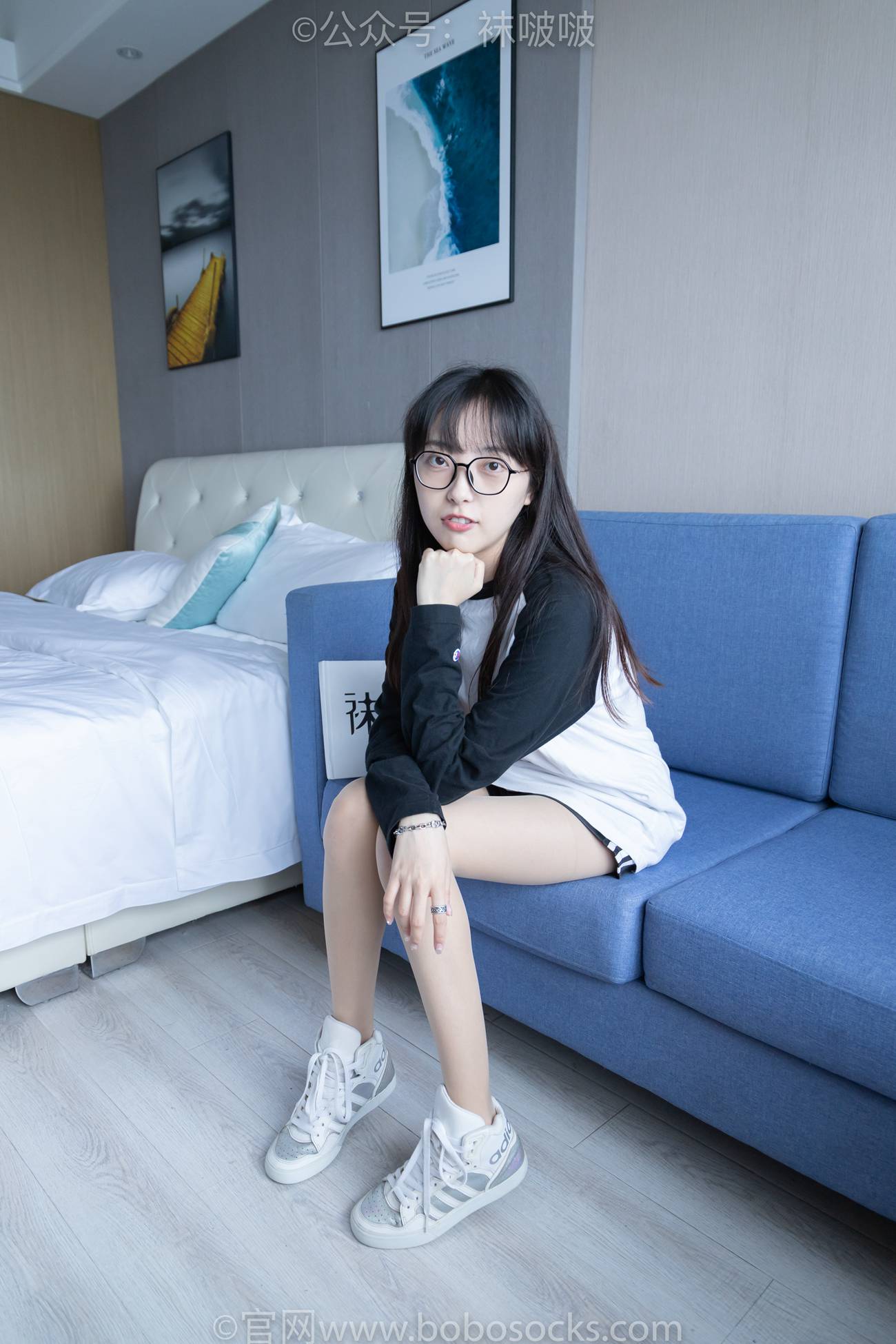 图片[135]-[BoBoSocks袜啵啵]NO.015 稚予-阿迪板鞋、白色短棉袜、肉丝[135P] – 速更版-美库
