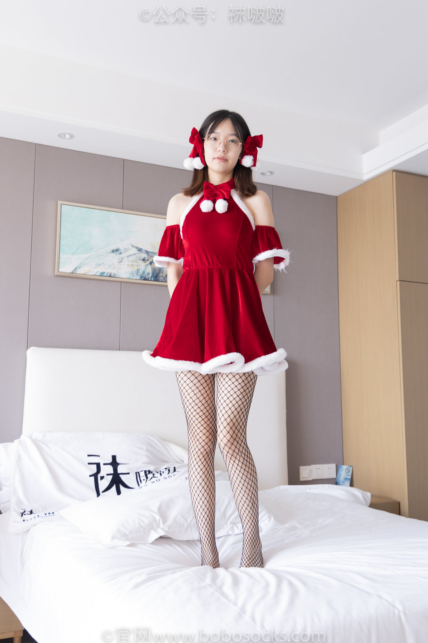 图片[123]-[BoBoSocks袜啵啵]NO.043 小甜豆-圣诞服、平底鞋、高跟鞋、白色渔网袜[165P] – 速更版-美库