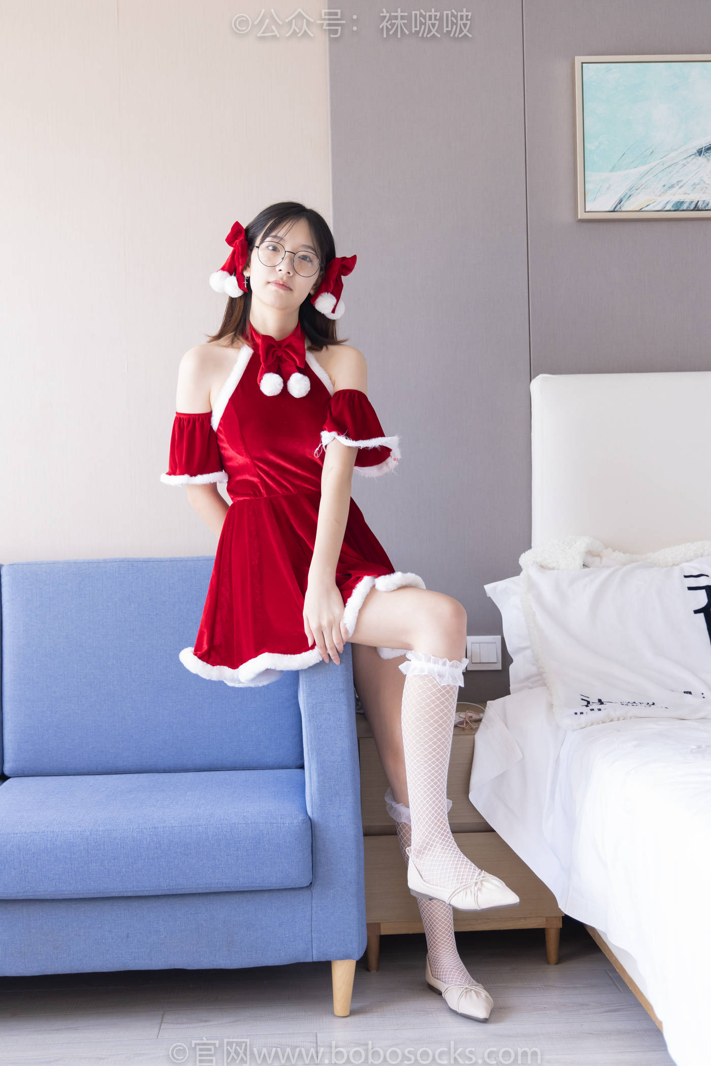 图片[165]-[BoBoSocks袜啵啵]NO.043 小甜豆-圣诞服、平底鞋、高跟鞋、白色渔网袜[165P] – 速更版-美库