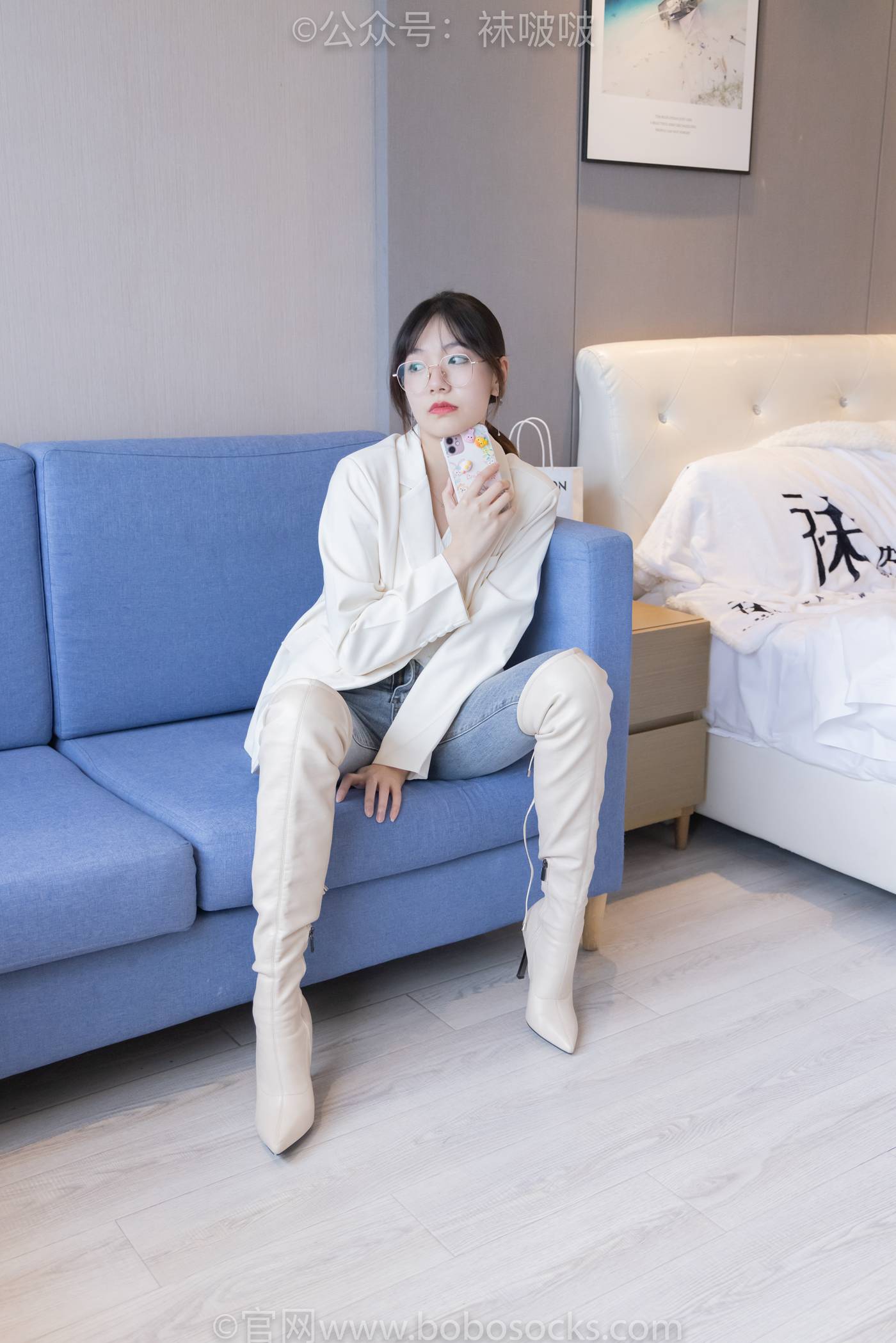 [BoBoSocks袜啵啵]NO.050 小甜豆-高跟长靴、白棉袜[175P] - 速更版-绅士图