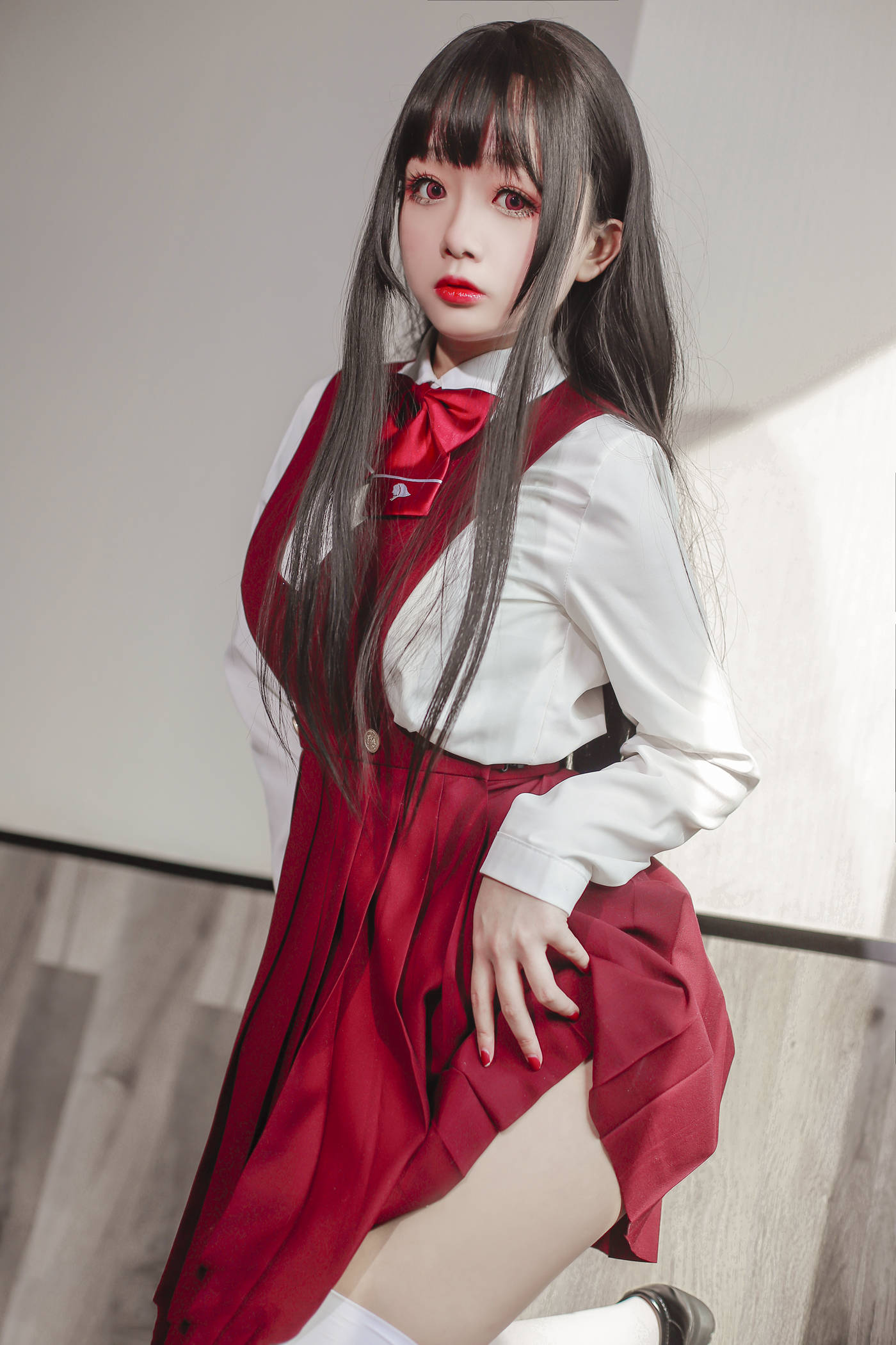 图片[11]-Cosplay日奈娇- JK少女红裙 [28P] – 速更版-美库