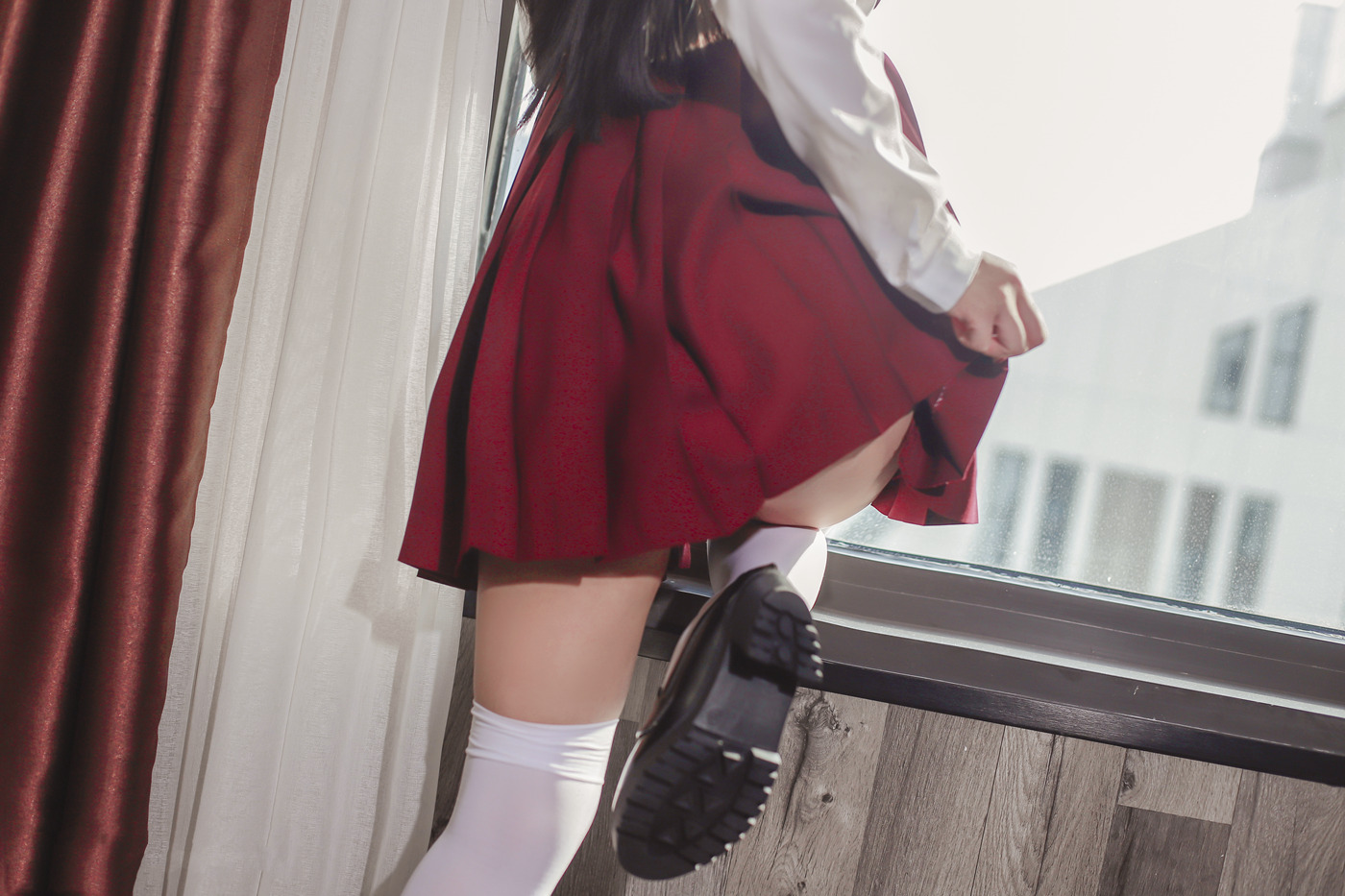 图片[12]-Cosplay日奈娇- JK少女红裙 [28P] – 速更版-美库