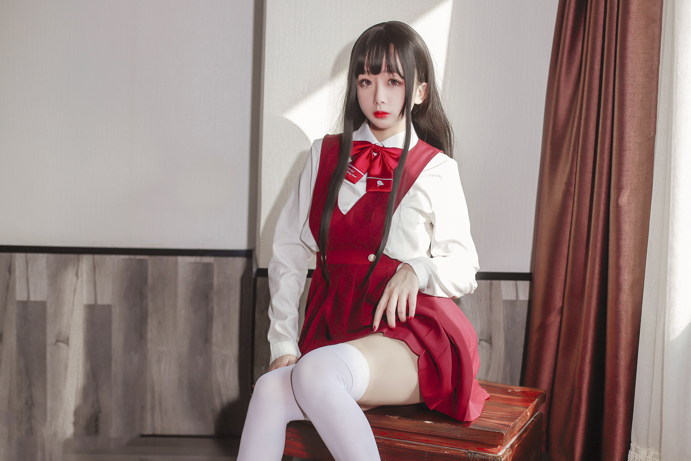 图片[16]-Cosplay日奈娇- JK少女红裙 [28P] – 速更版-美库
