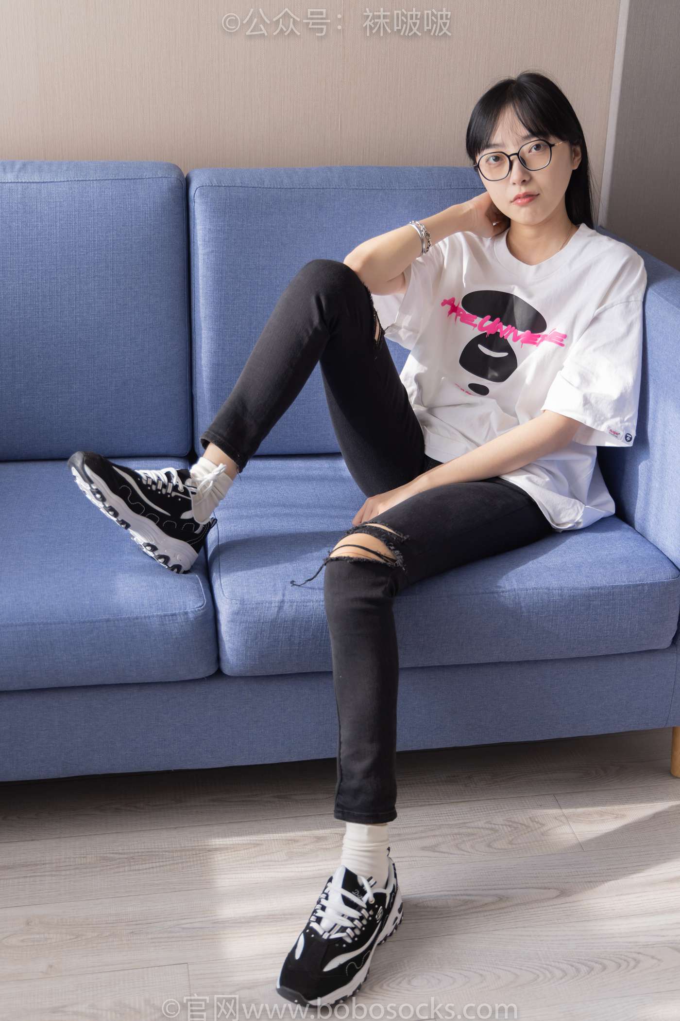 图片[33]-[BoBoSocks袜啵啵]NO.055 稚予-斯凯奇运动鞋、白棉袜、黑棉袜[139P] – 速更版-美库