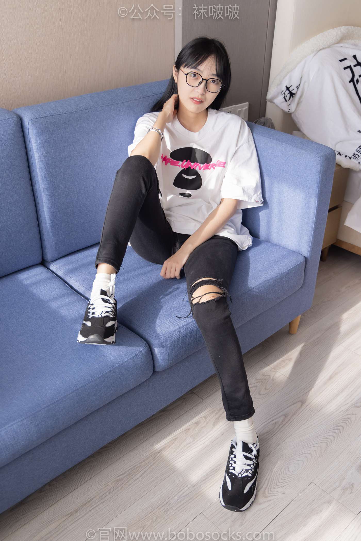 图片[34]-[BoBoSocks袜啵啵]NO.055 稚予-斯凯奇运动鞋、白棉袜、黑棉袜[139P] – 速更版-美库