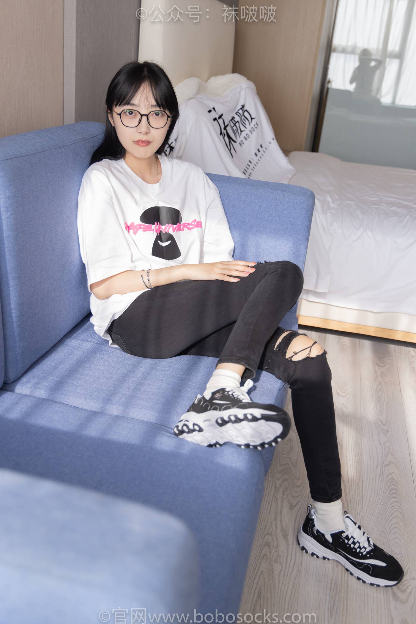 图片[35]-[BoBoSocks袜啵啵]NO.055 稚予-斯凯奇运动鞋、白棉袜、黑棉袜[139P] – 速更版-美库