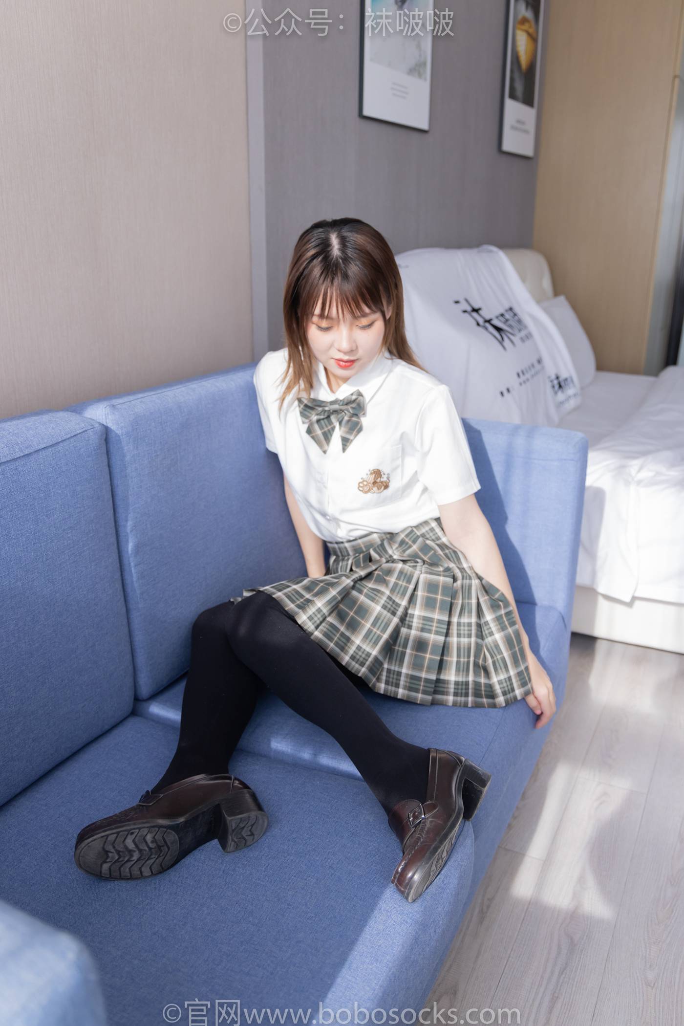 图片[26]-[BoBoSocks袜啵啵]NO.056 朵朵-JK制服、皮鞋、厚黑丝[135P] – 速更版-美库