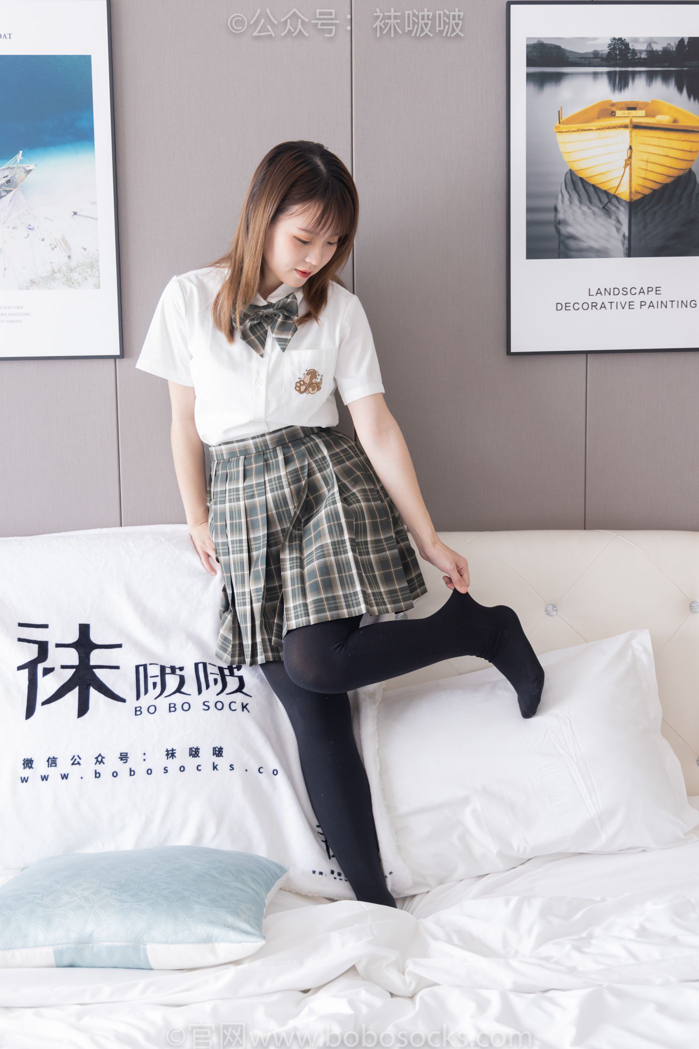 图片[123]-[BoBoSocks袜啵啵]NO.056 朵朵-JK制服、皮鞋、厚黑丝[135P] – 速更版-美库