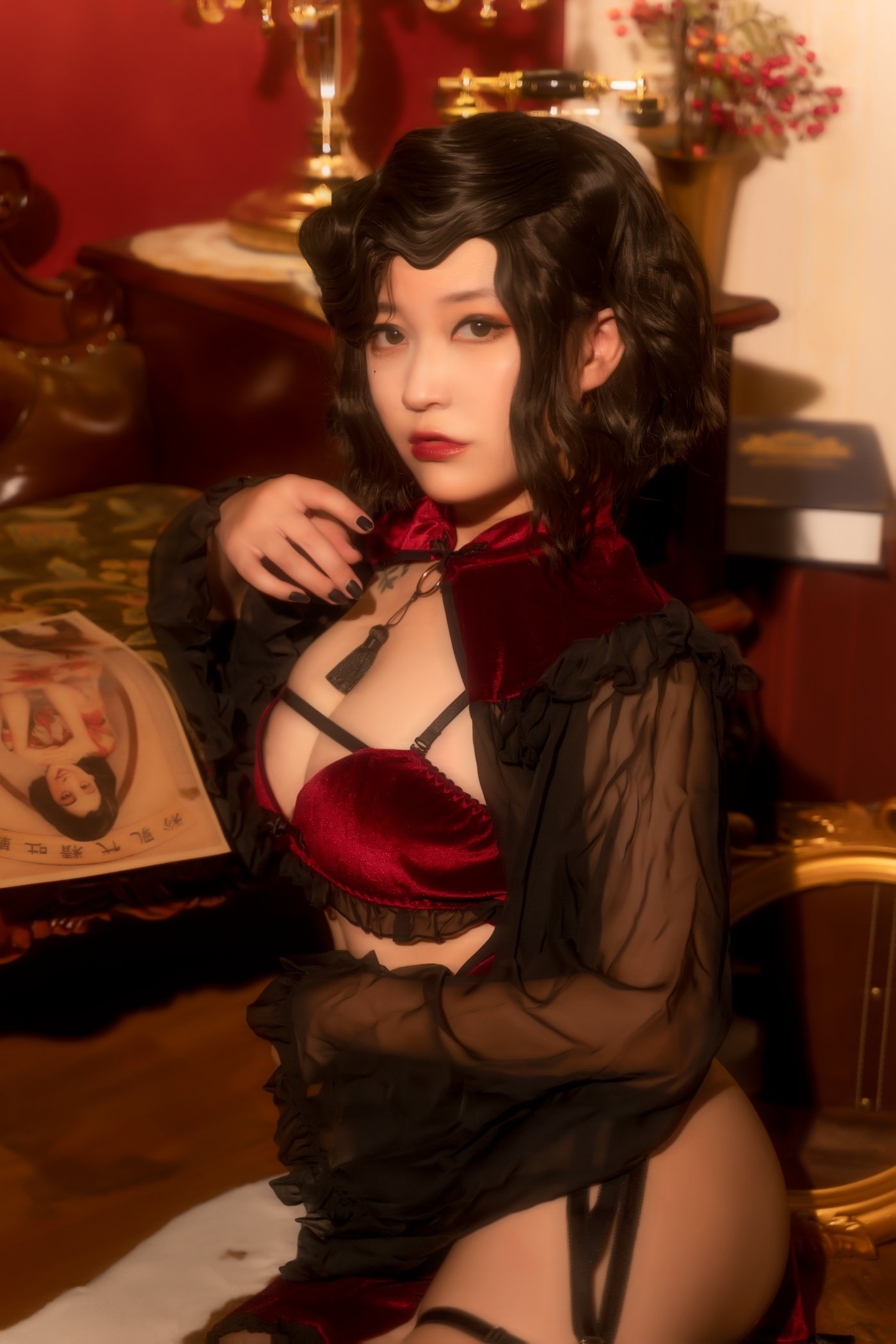 图片[13]-奇行家狗崽(棕桠阿狗崽)- 红丝绒旗袍 [16P] – 速更版-美库