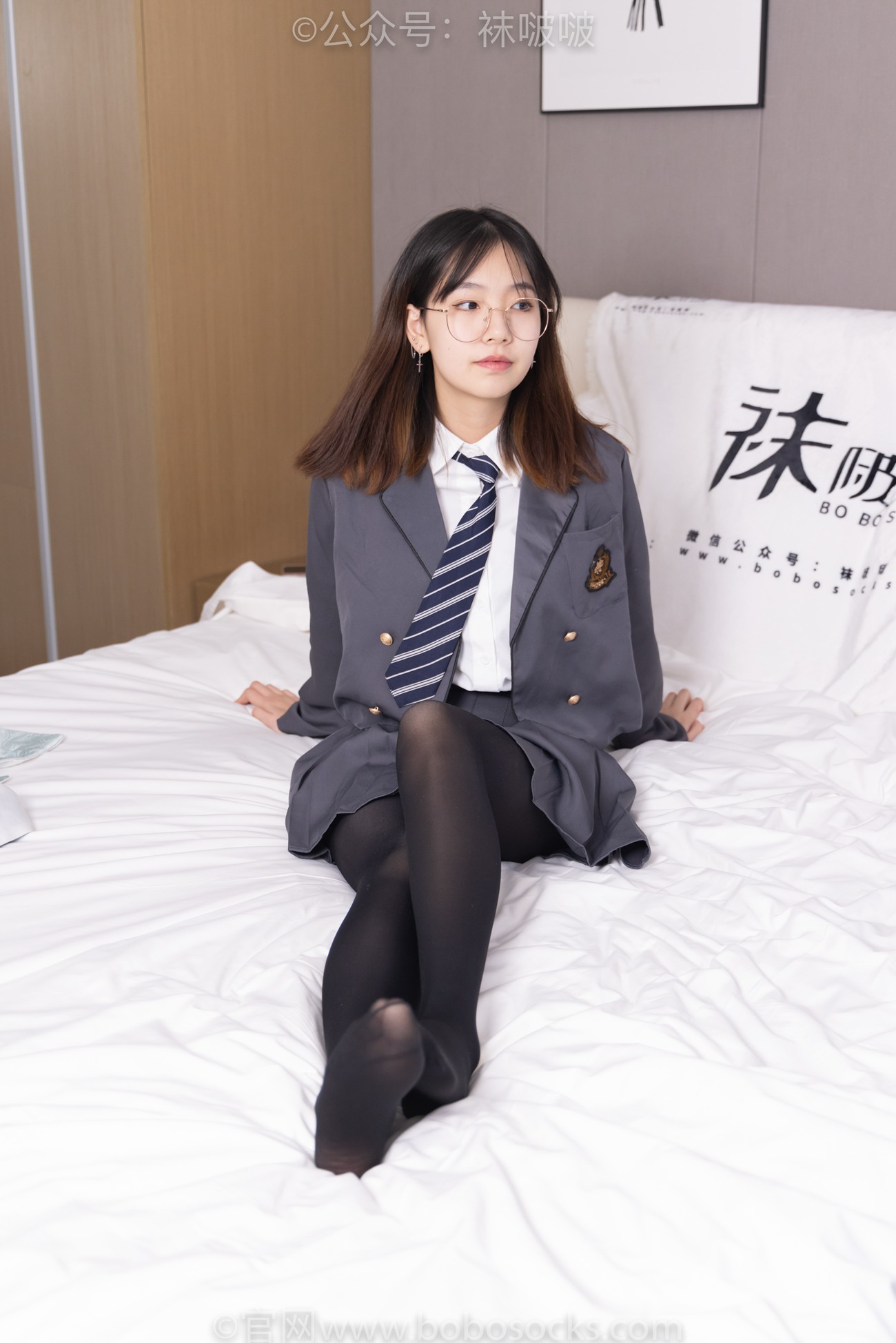图片[123]-[BoBoSocks袜啵啵]NO.060 小甜豆-JK制服、皮鞋、厚黑丝[131P] – 速更版-美库